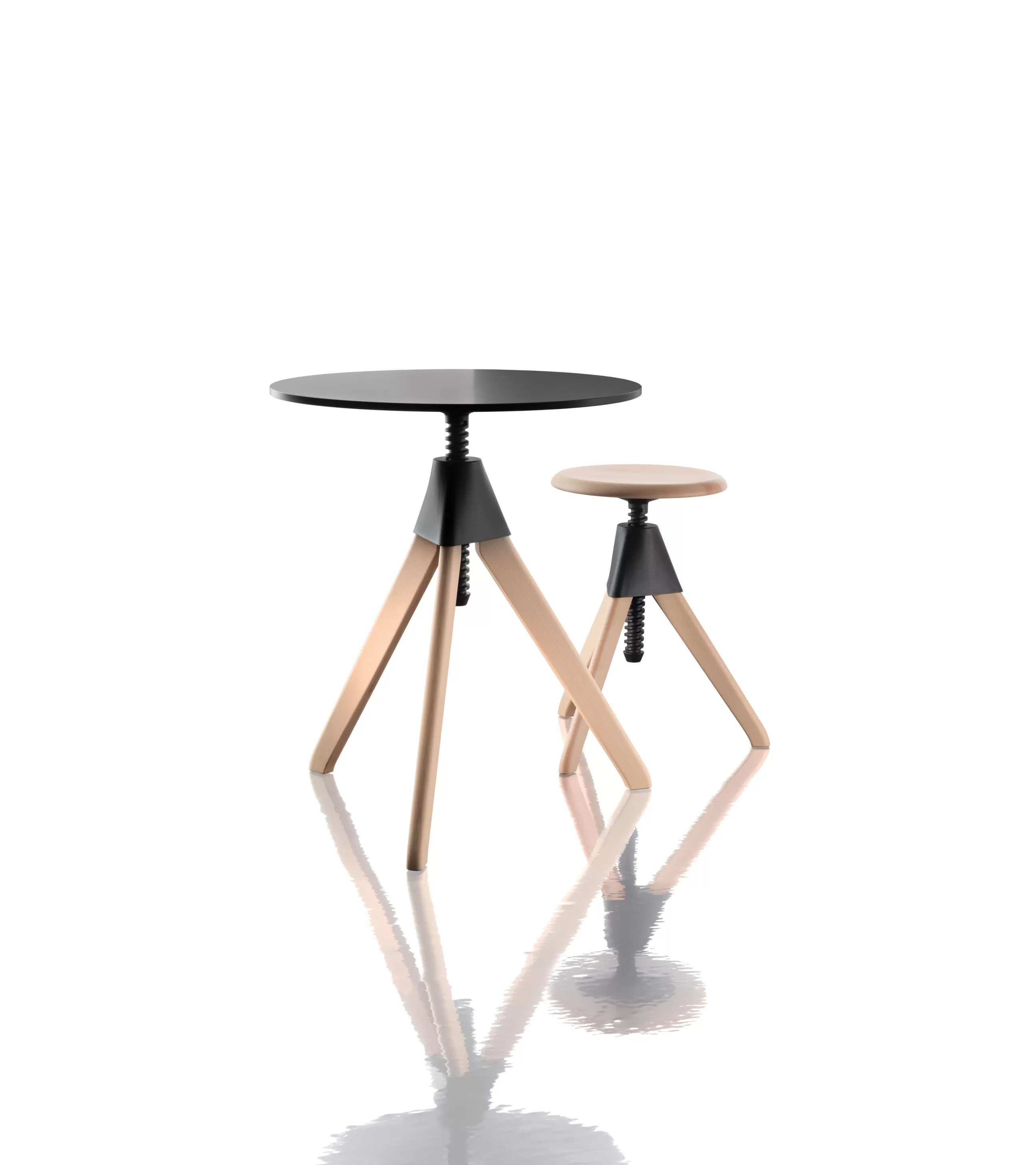 Mange Debout Et Bars>Magis Table A Hauteur Reglable Topsy Plastique Noir Bois Naturel / O 60 - Hetre Naturel - Noir