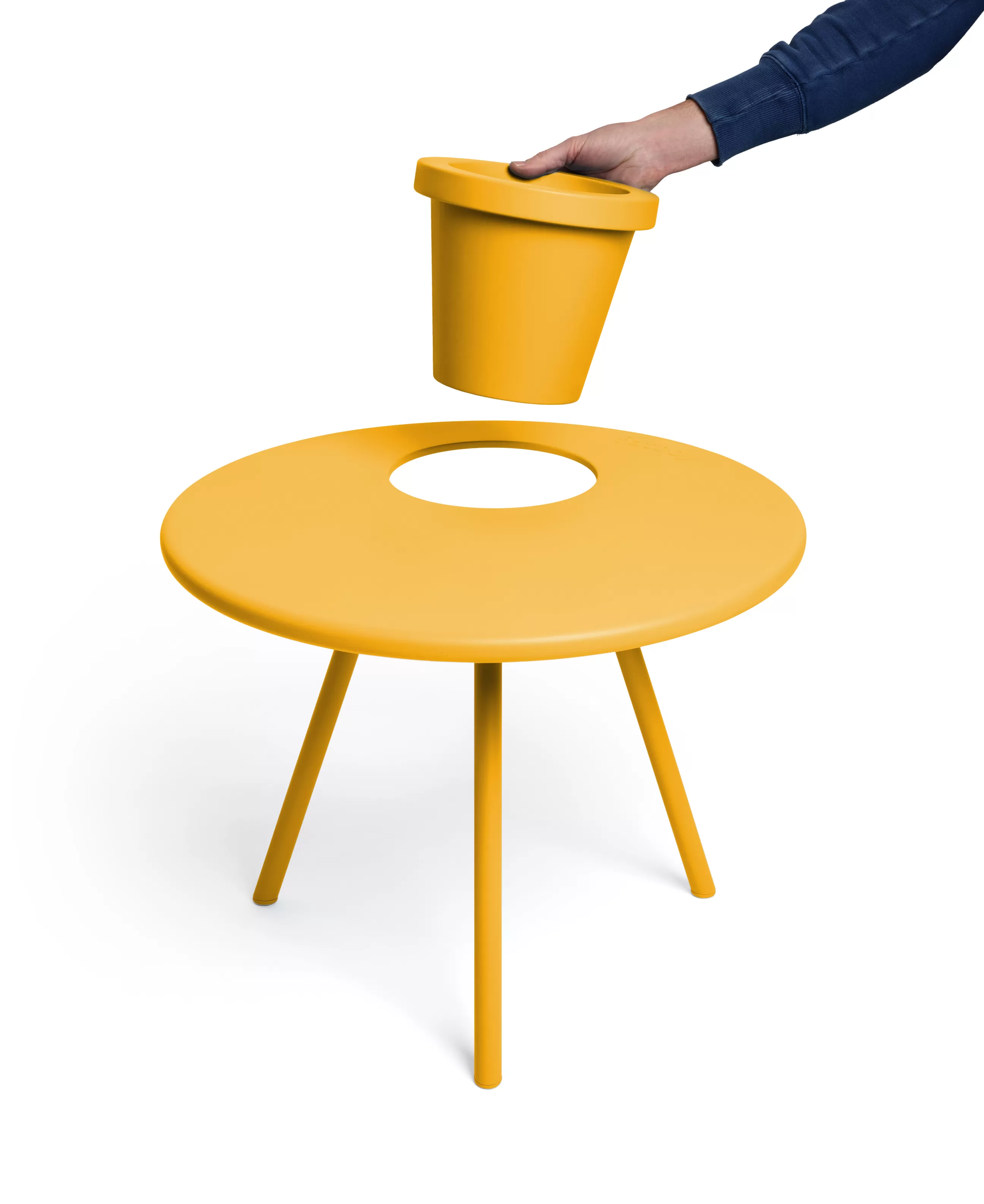 Tables Basses De Jardin>Fatboy Table Basse Bakkes Outdoor Metal Jaune / O 60 Cm - Pot De Fleurs Integre / Acier - Jaune Rayon De Soleil