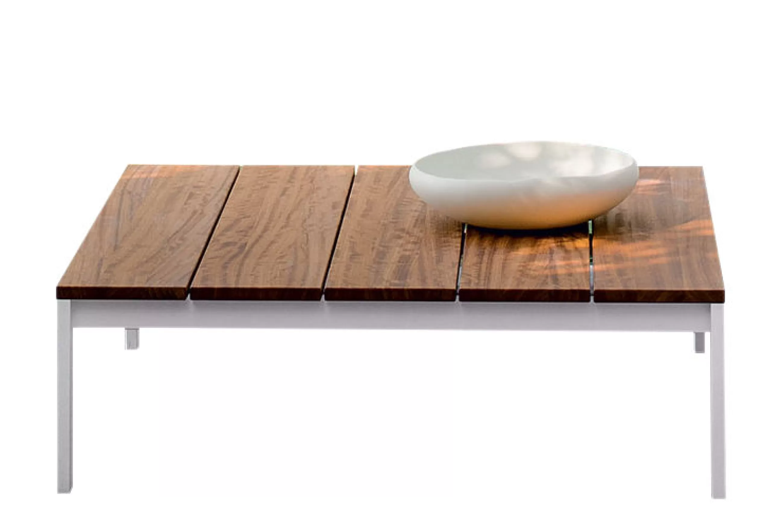 Tables Basses De Jardin>Kristalia Table Basse Be-Easy Metal Blanc Bois Naturel / Teck - 100 X 99 Cm - Blanc - Teck Naturel