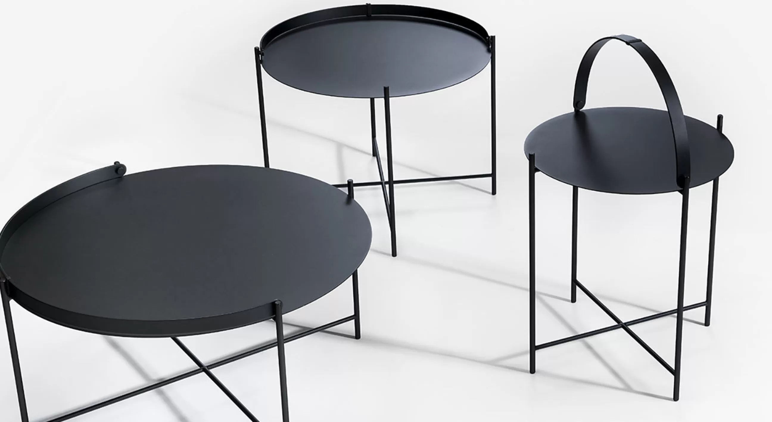 Tables Basses De Jardin>Houe Table Basse Edge Metal/ Poignee Rabattable - O 76 X H 40 Cm - Noir