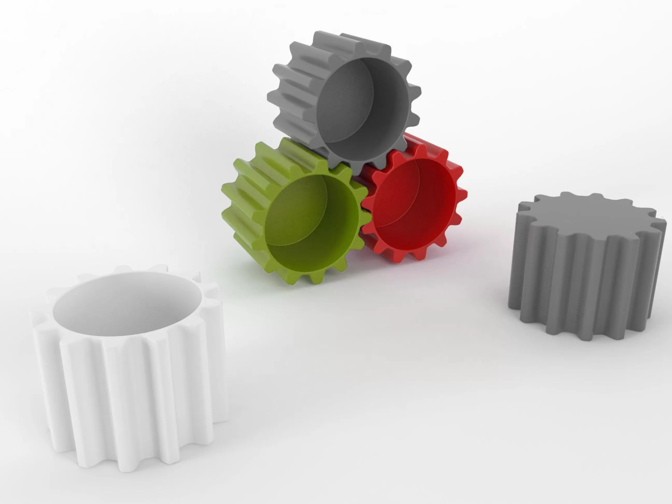 Tables Basses De Jardin>Slide Table Basse Gear Plastique Blanc / Pouf - Version Laquee - O 55 X H 43 Cm - Blanc Laque