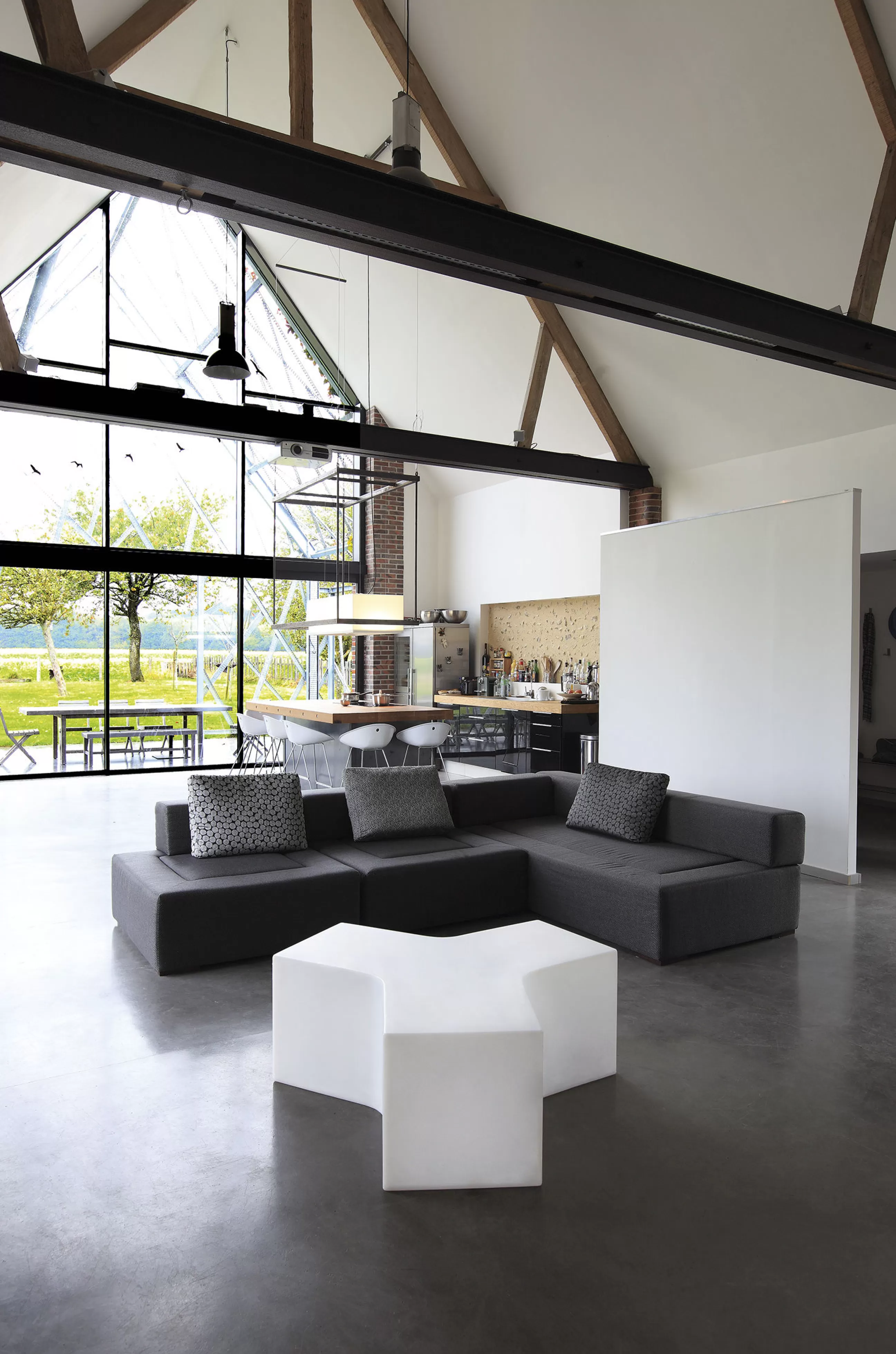 Mobilier Lumineux>Slide Table Basse Lumineuse Ypsilon Indoor Plastique / Pouf - L 120 Cm - Blanc