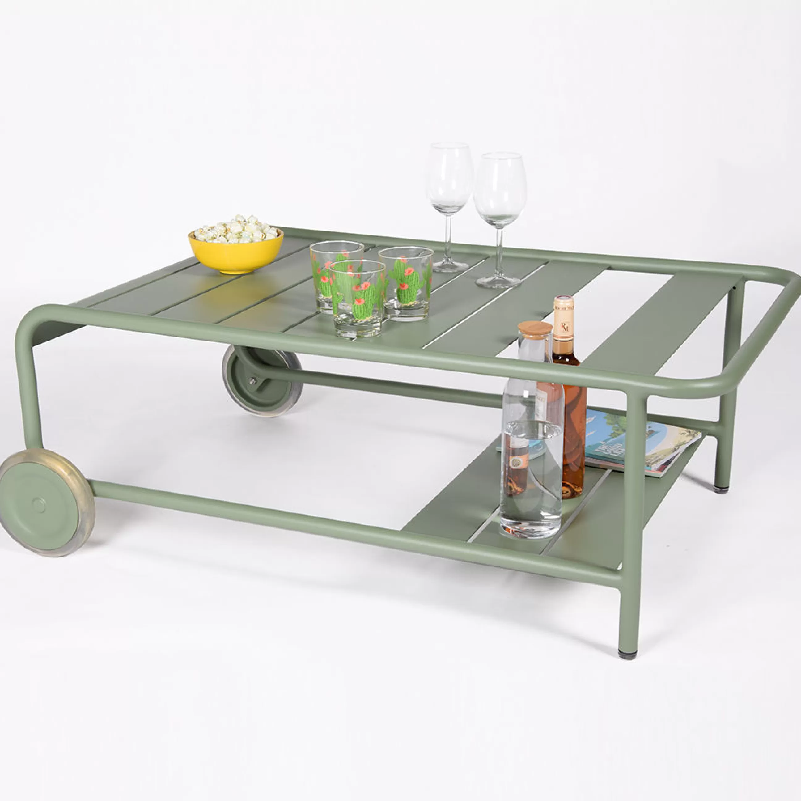 Tables Basses De Jardin>Fermob Table Basse Luxembourg Metal Vert / Avec Roues - 105 X 65 Cm - Cactus