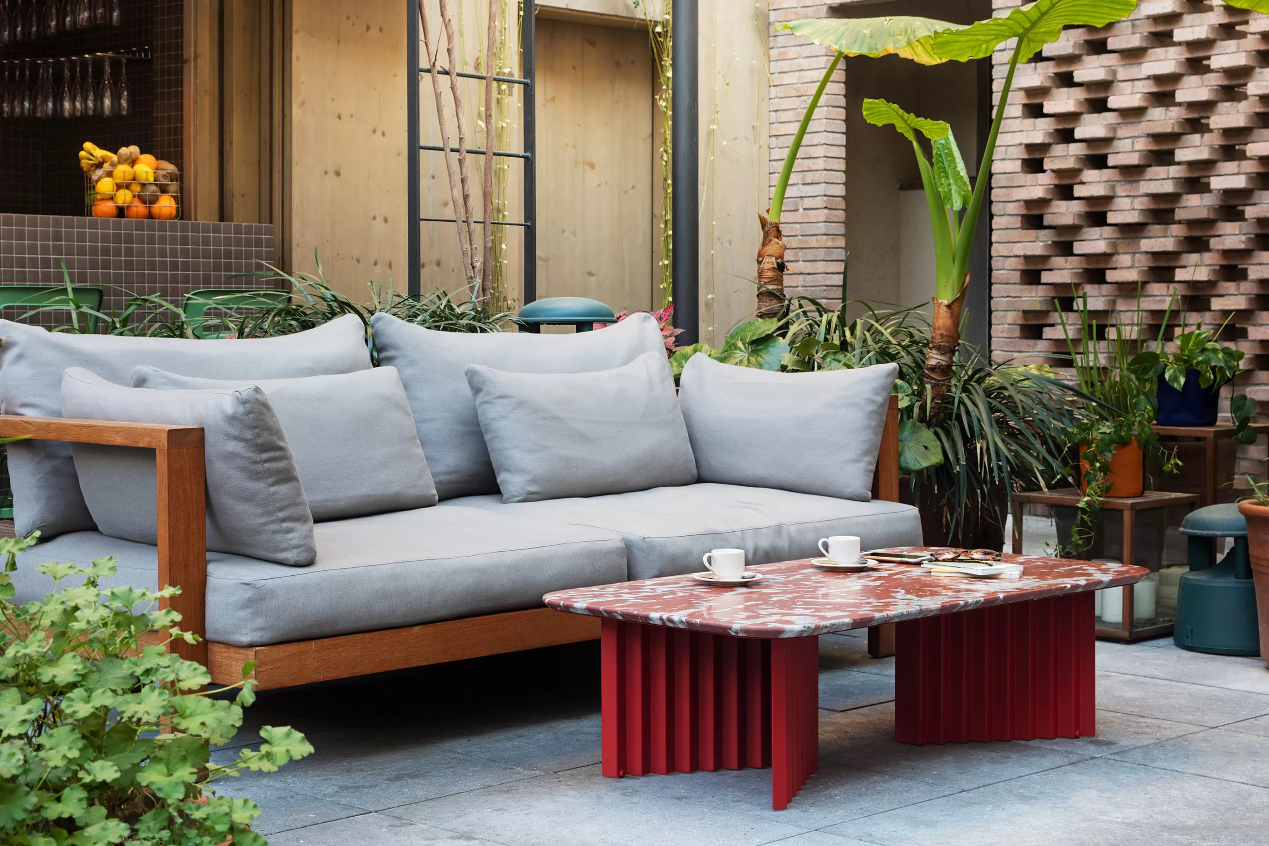 Tables Basses De Jardin>RS BARCELONA Table Basse Plec Large Pierre/ Marbre - 115 X 60 X H 30 Cm - Blanc