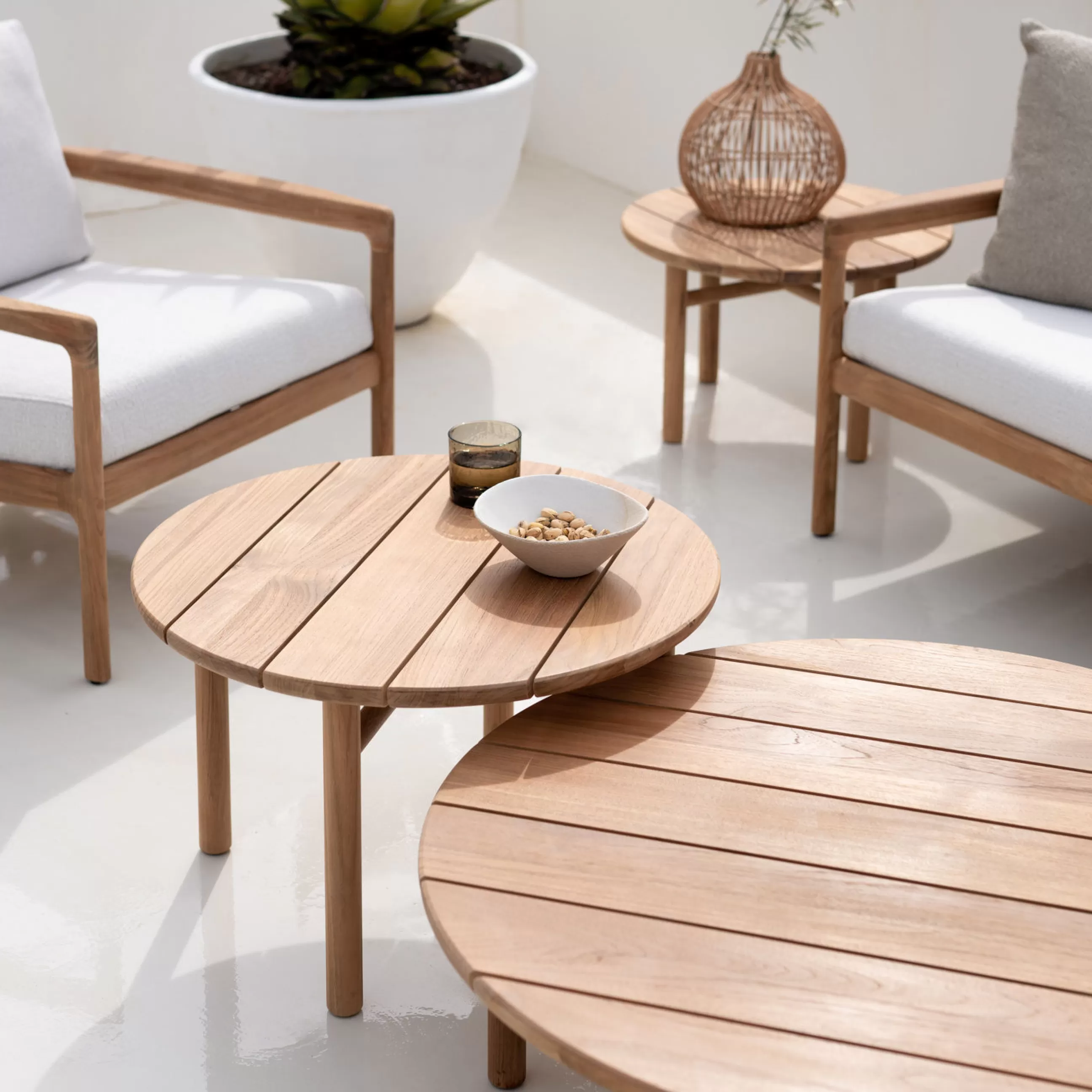 Tables Basses De Jardin>Ethnicraft Table Basse Quatro Outdoor Bois Naturel / O 68 X H 42 Cm - - Teck Naturel