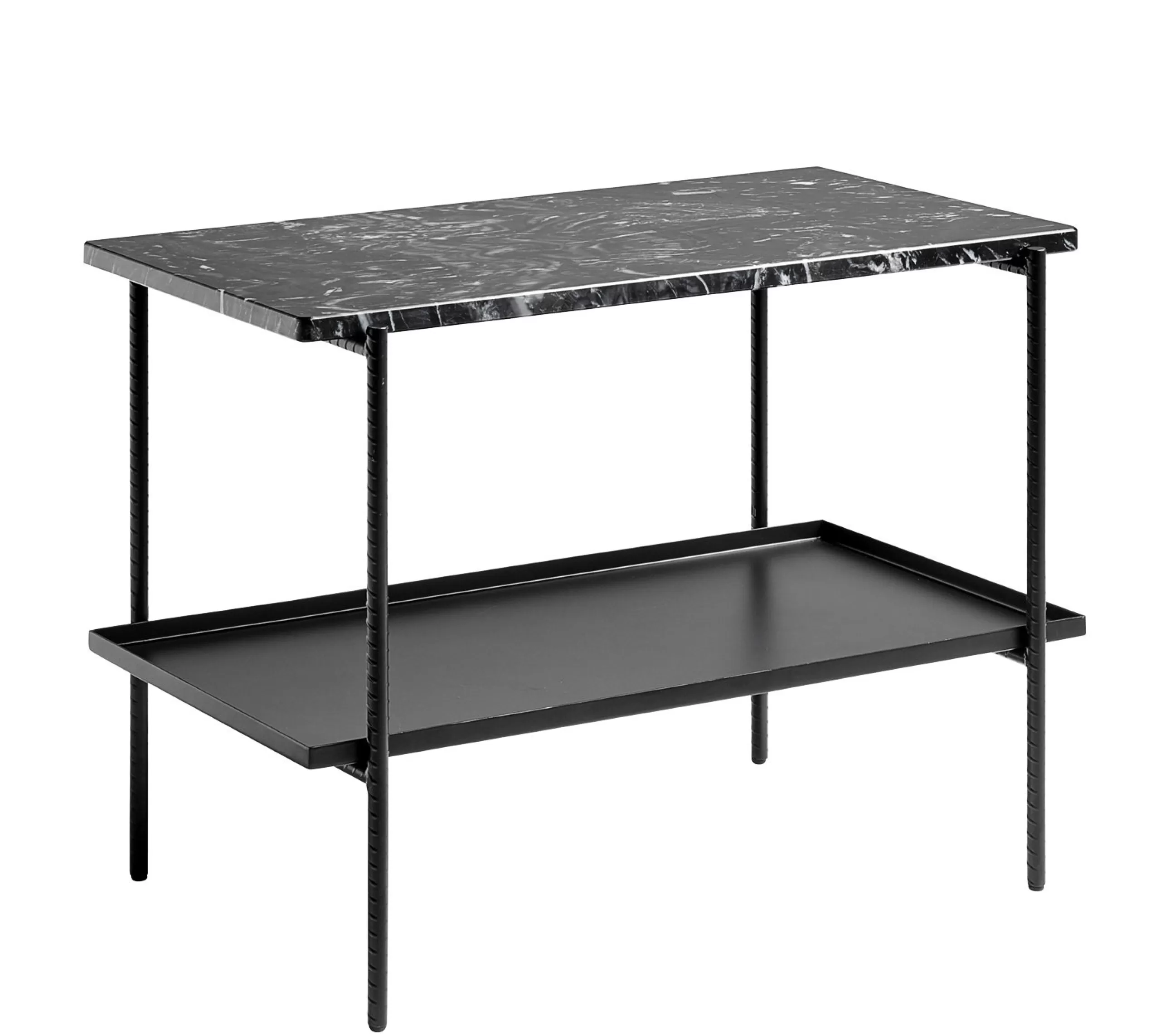 Consoles>Hay Table Basse Rebar Metal Pierre/ Marbre - 75 X 44 X H 55 Cm - Noir