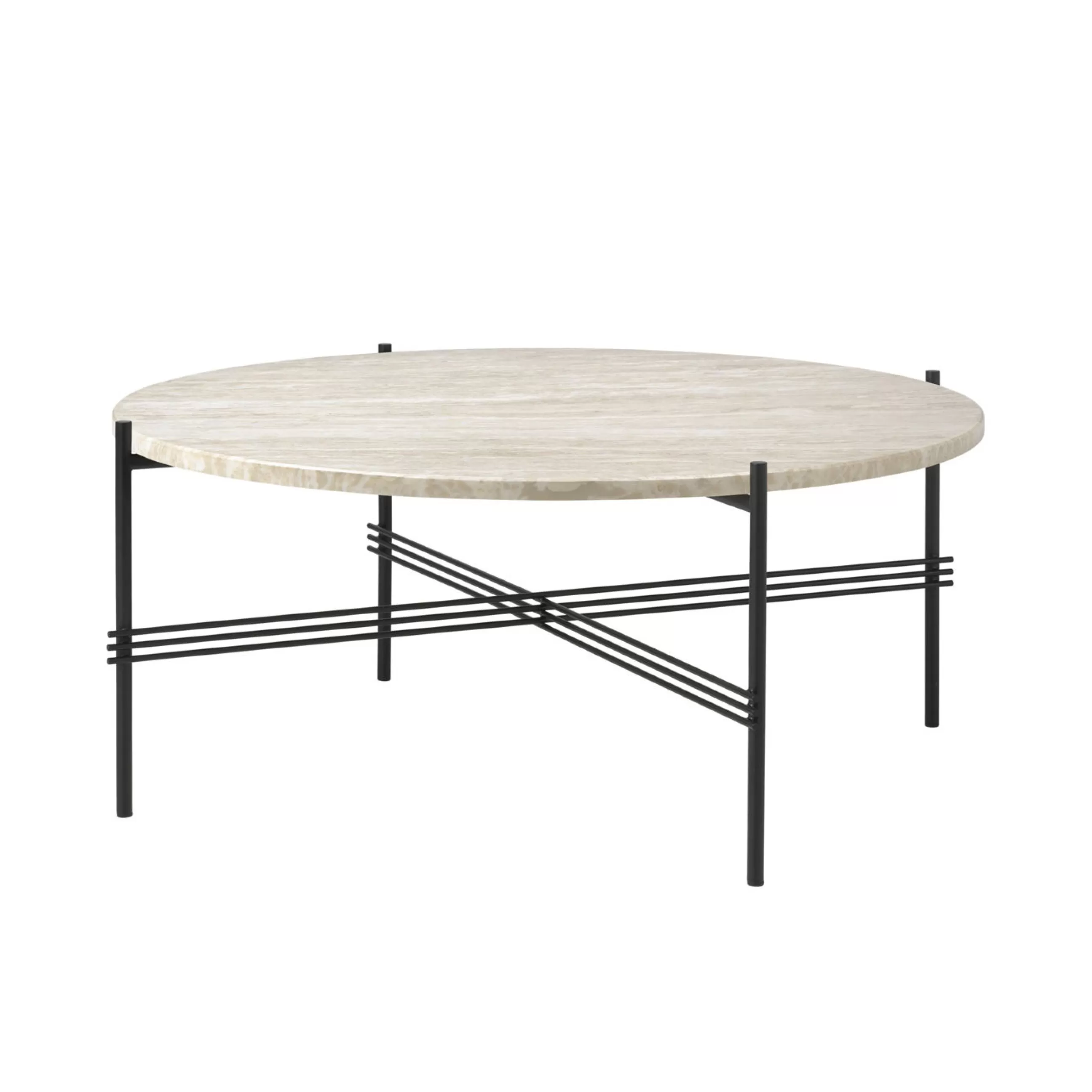 Tables Basses De Jardin>Gubi Table Basse Ts Outdoor Pierre Beige / Travertin - O 80 X H 35 Cm - Beige - Noir