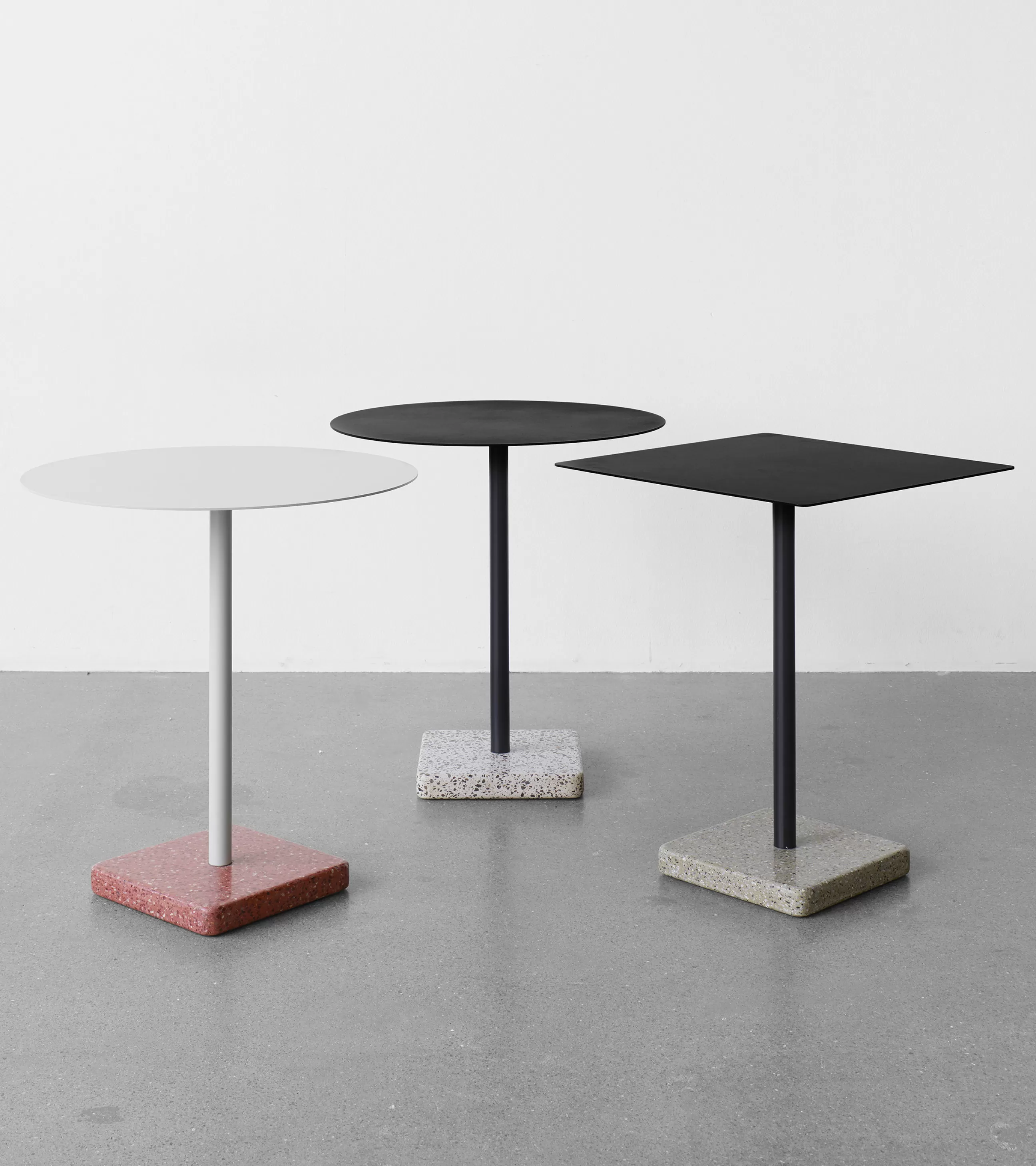 Tables>Hay Table Carree Terrazzo Metal Pierre Noir / 60 X 60 Cm - Carbone - Gris