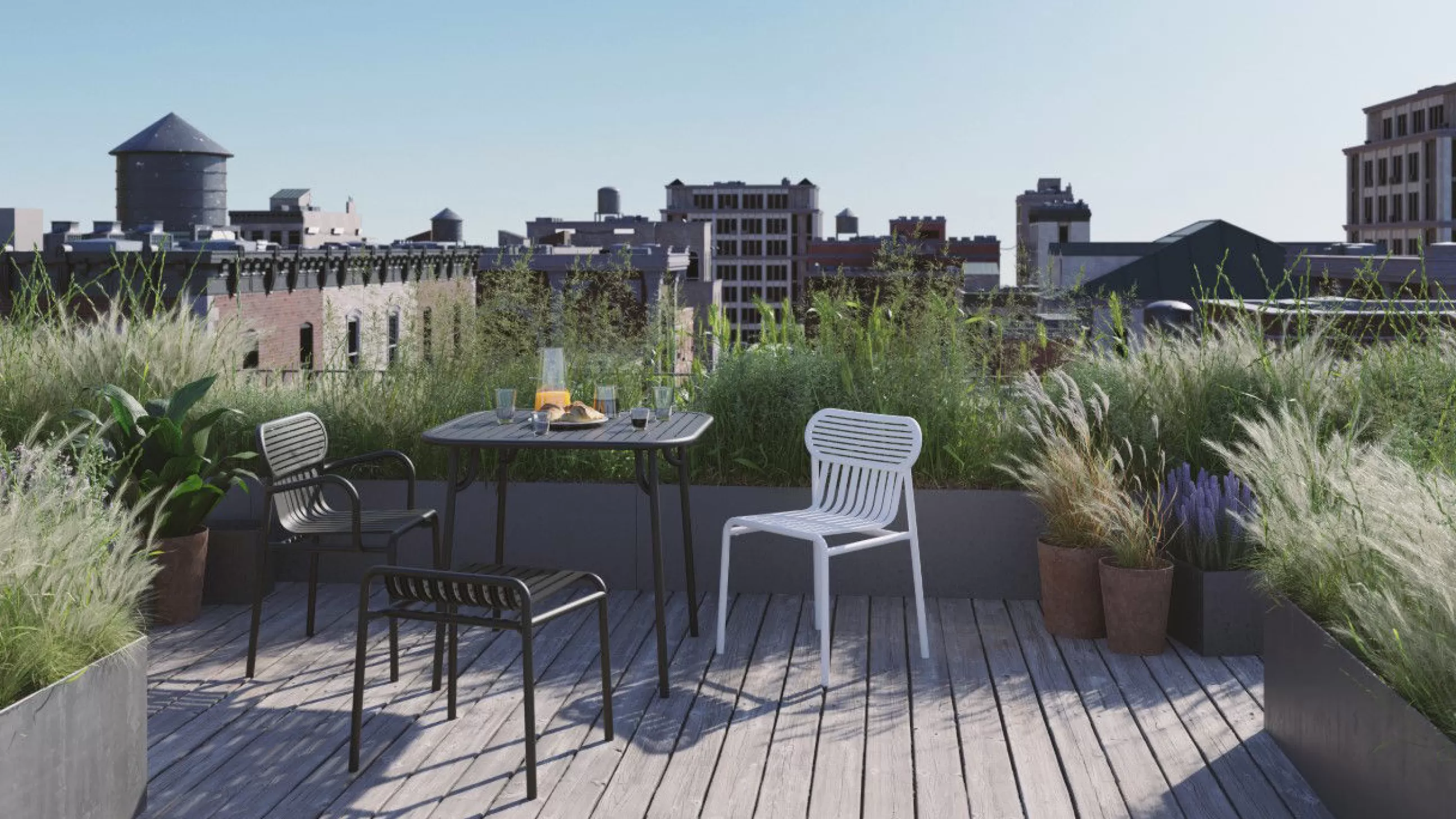 Tables De Jardin>Petite Friture Table Carree Week-End Bistrot Metal Marron / 85 X 85 Cm - Aluminium - Terracotta