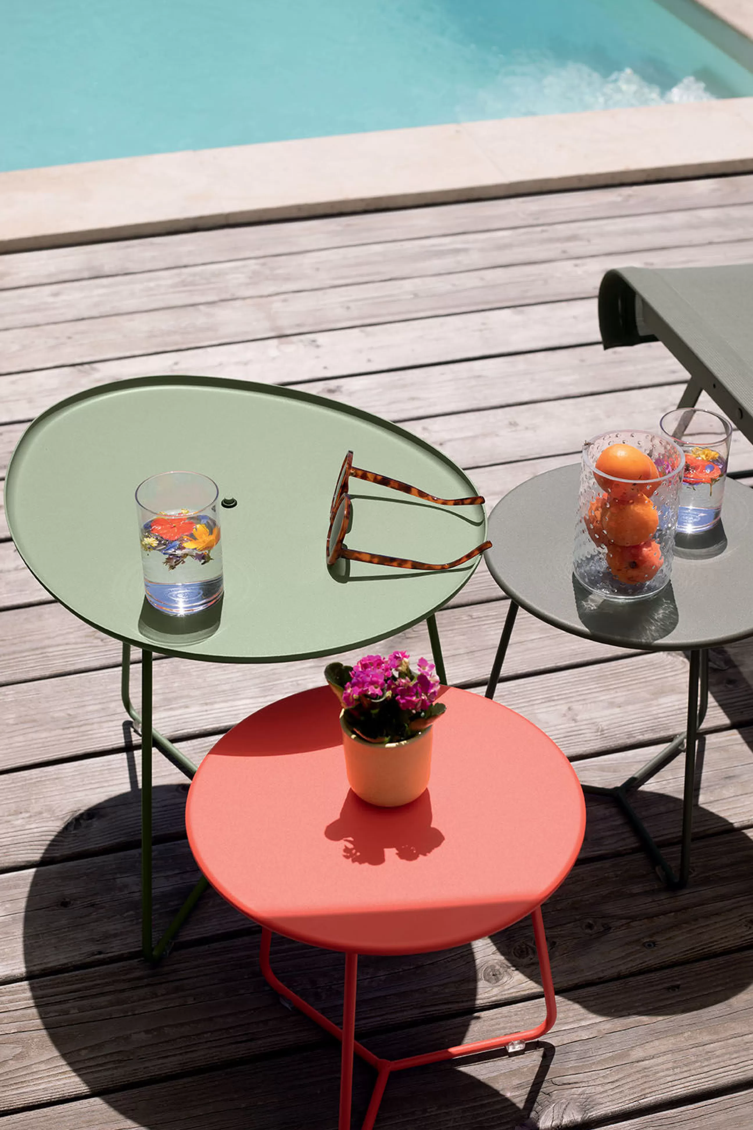 Tables Basses De Jardin>Fermob Table D'Appoint Cocotte Metal Rouge / Tabouret - O 34 X H 36 Cm - Cerise Noire