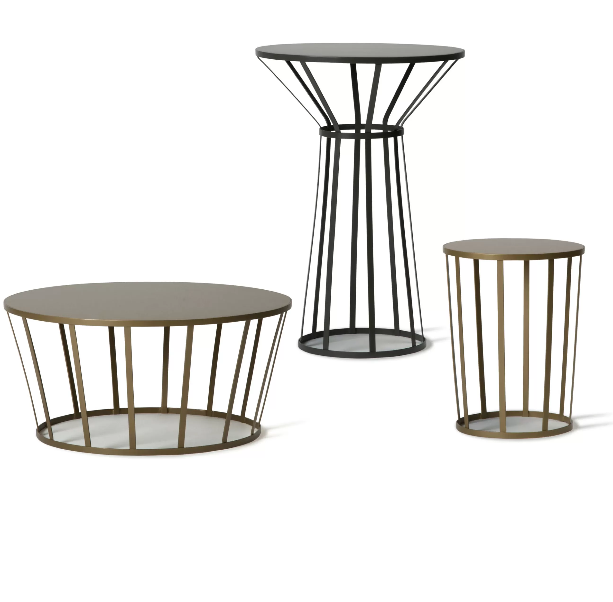 Tabourets D'extérieur>Petite Friture Table D'Appoint Hollo Metal Or / Tabouret -  O 35 X H 44 Cm - Or Mat