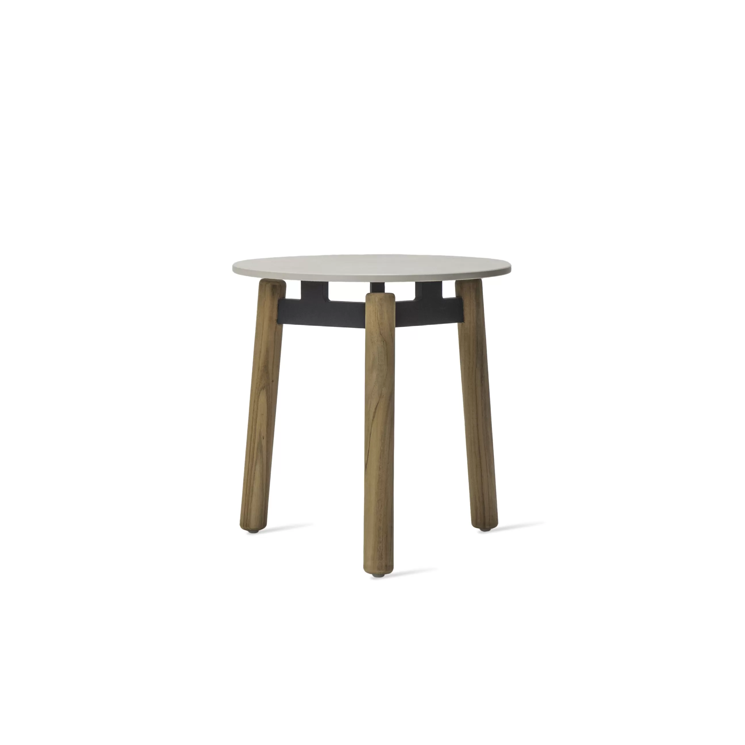 Tables Basses De Jardin>Vincent Sheppard Table D'Appoint Lento Ceramique Blanc Bois Naturel / Ceramique Et Teck - O 45 X H 44 Cm - Blanc Portland - Teck Naturel