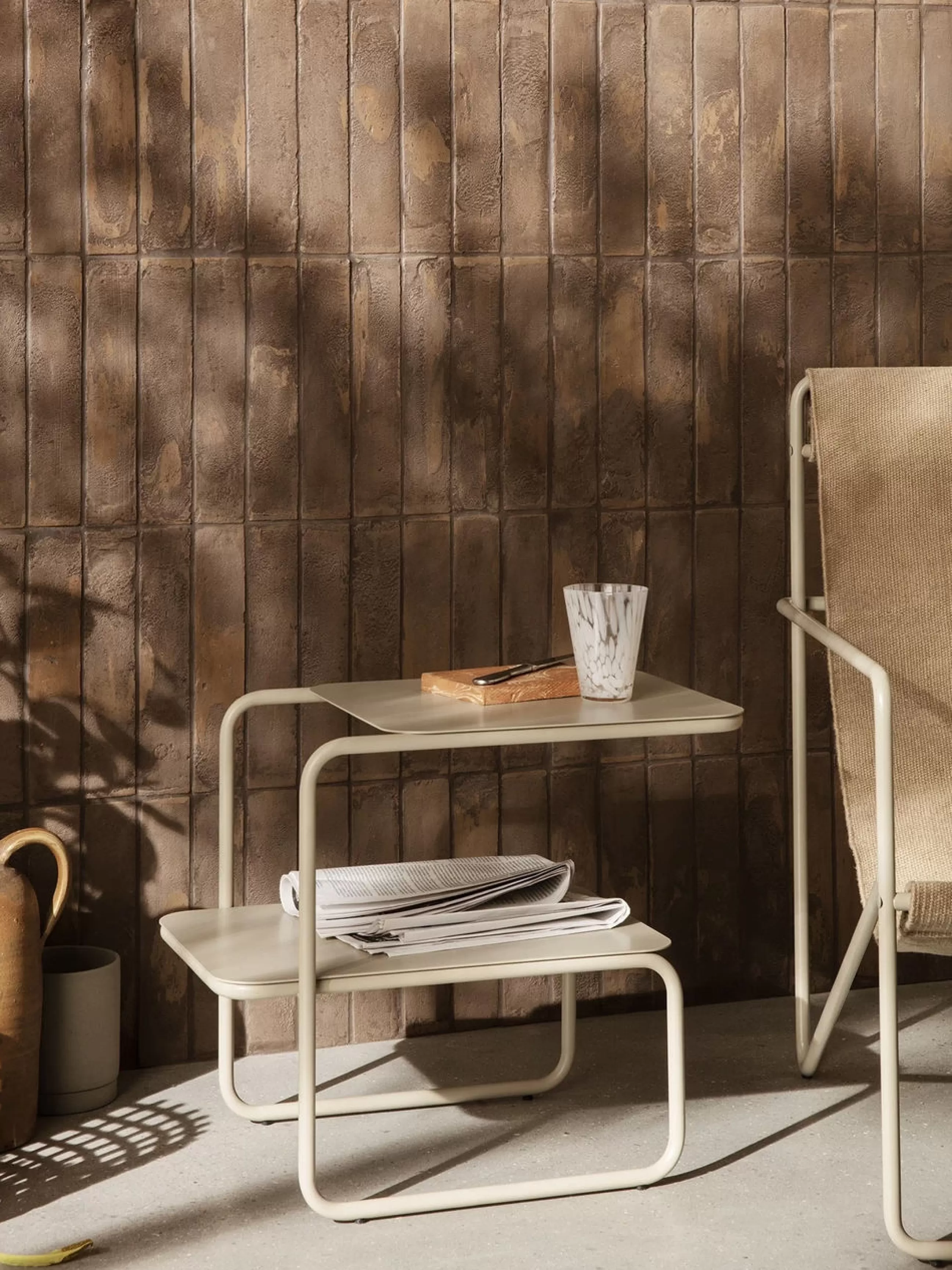 Tables Basses De Jardin>Ferm Living Table D'Appoint Level Metal Beige / 55 X 35 Cm - Beige Cachemire