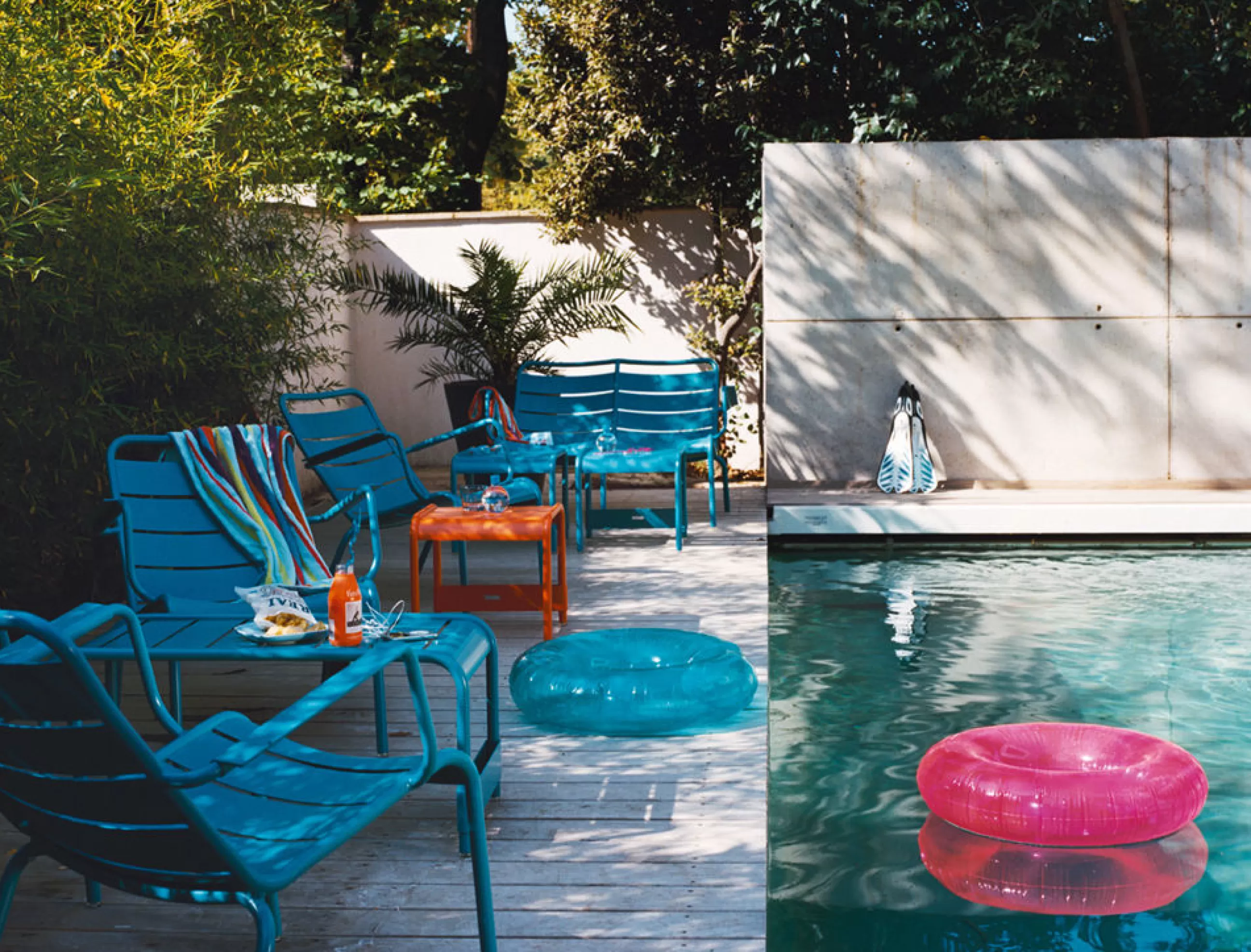 Tables Basses De Jardin>Fermob Table D'Appoint Luxembourg Metal Vert Gris / Pouf - L 42 Cm - Romarin