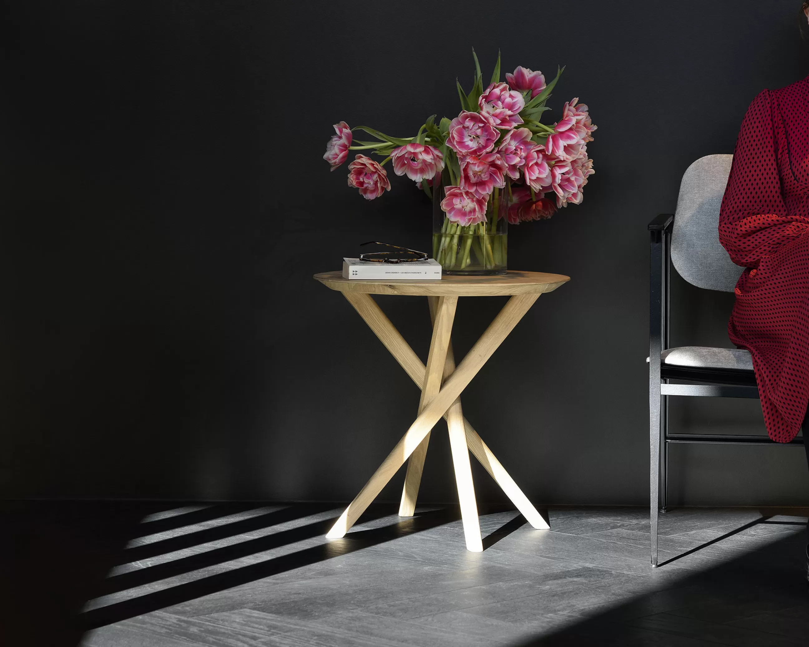 Tables De Chevet>Ethnicraft Table D'Appoint Mikado Bois Naturel / Massif - O 50 Cm - Chene Naturel