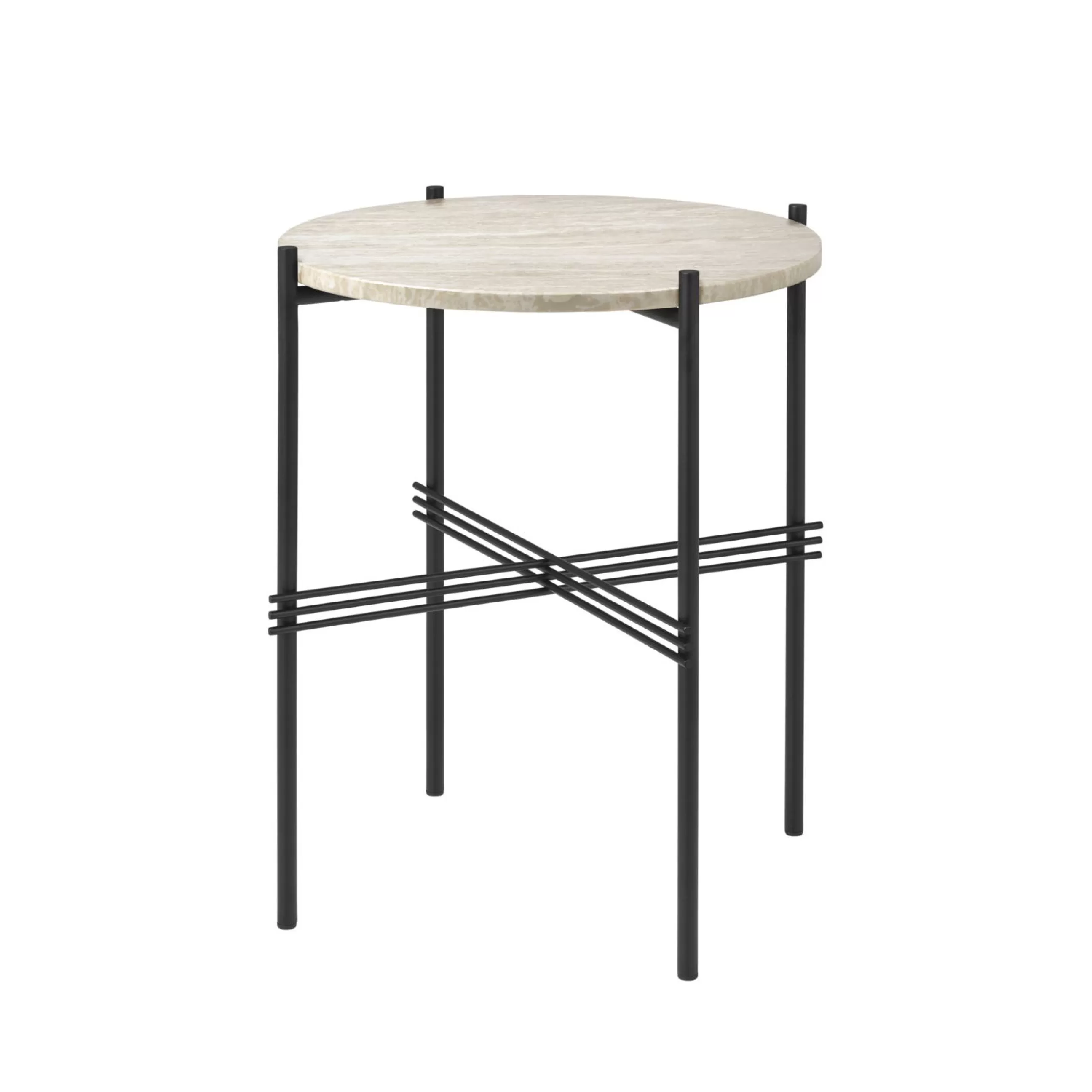 Tables Basses De Jardin>Gubi Table D'Appoint Ts Outdoor Pierre Beige / Travertin - O 40 X H 51 Cm - Beige - Noir