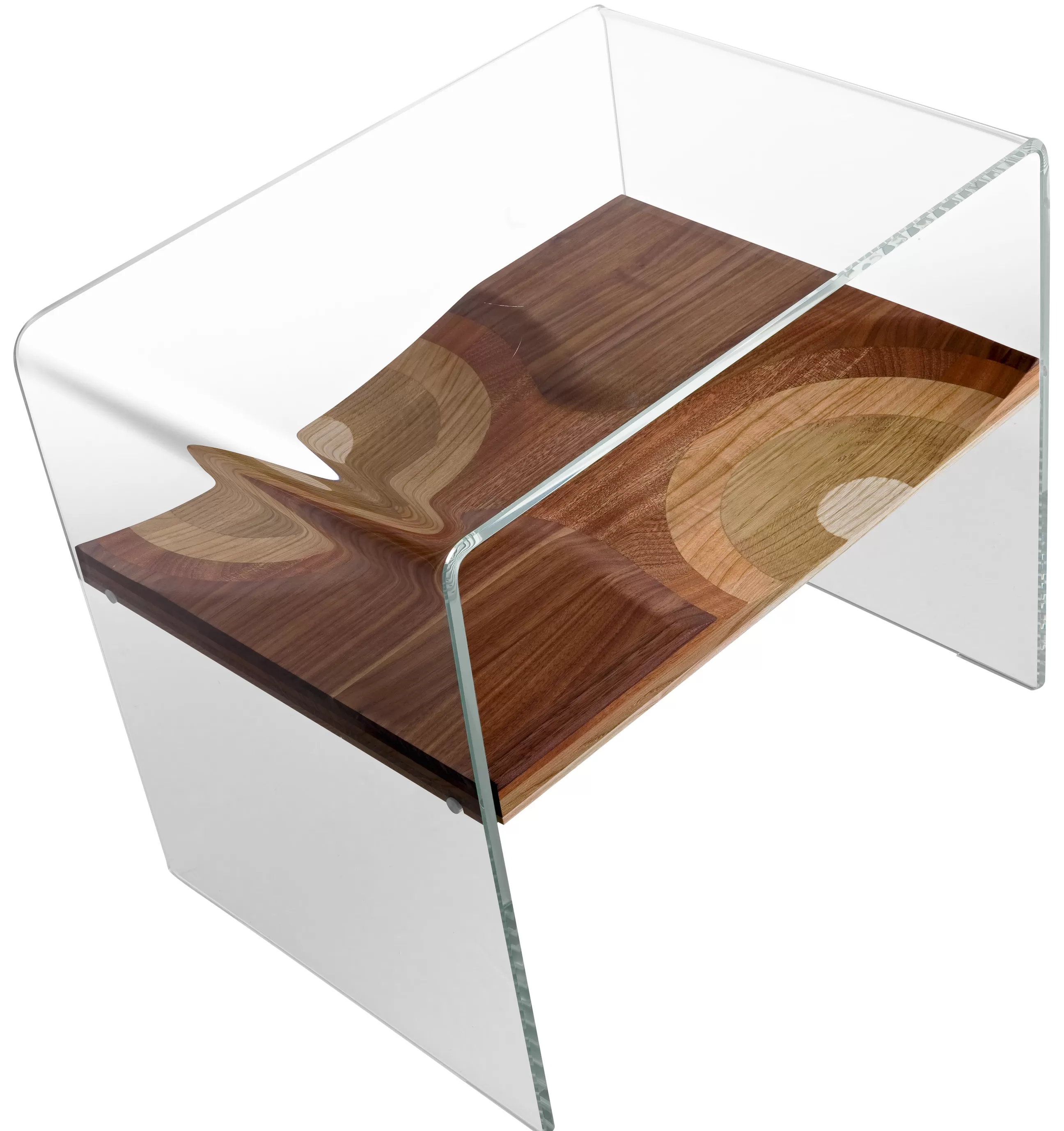 Tables De Chevet>Horm Table De Chevet Bifronte Verrebois Naturel - Bois Fonce - Transparent