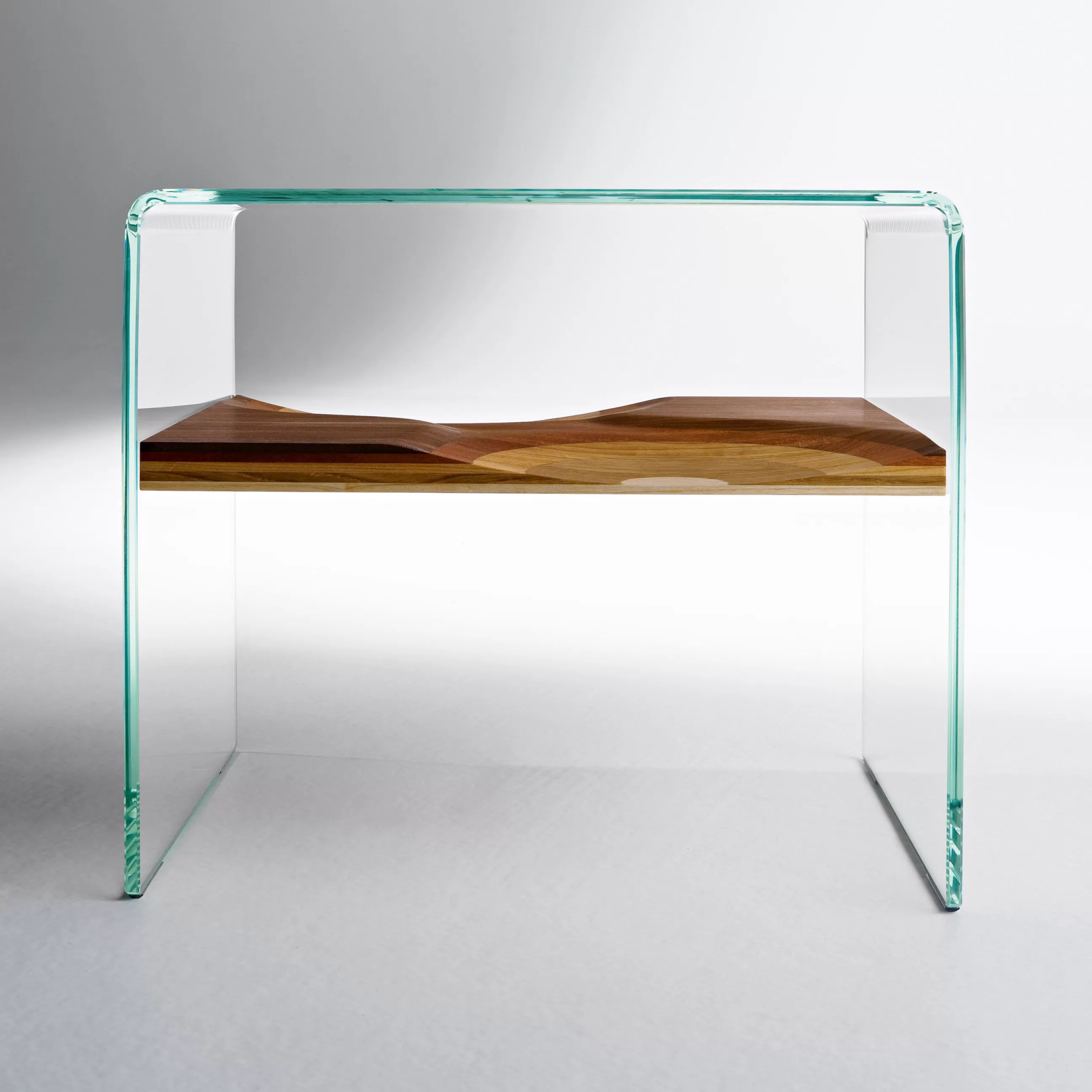 Tables De Chevet>Horm Table De Chevet Bifronte Verrebois Naturel - Bois Fonce - Transparent