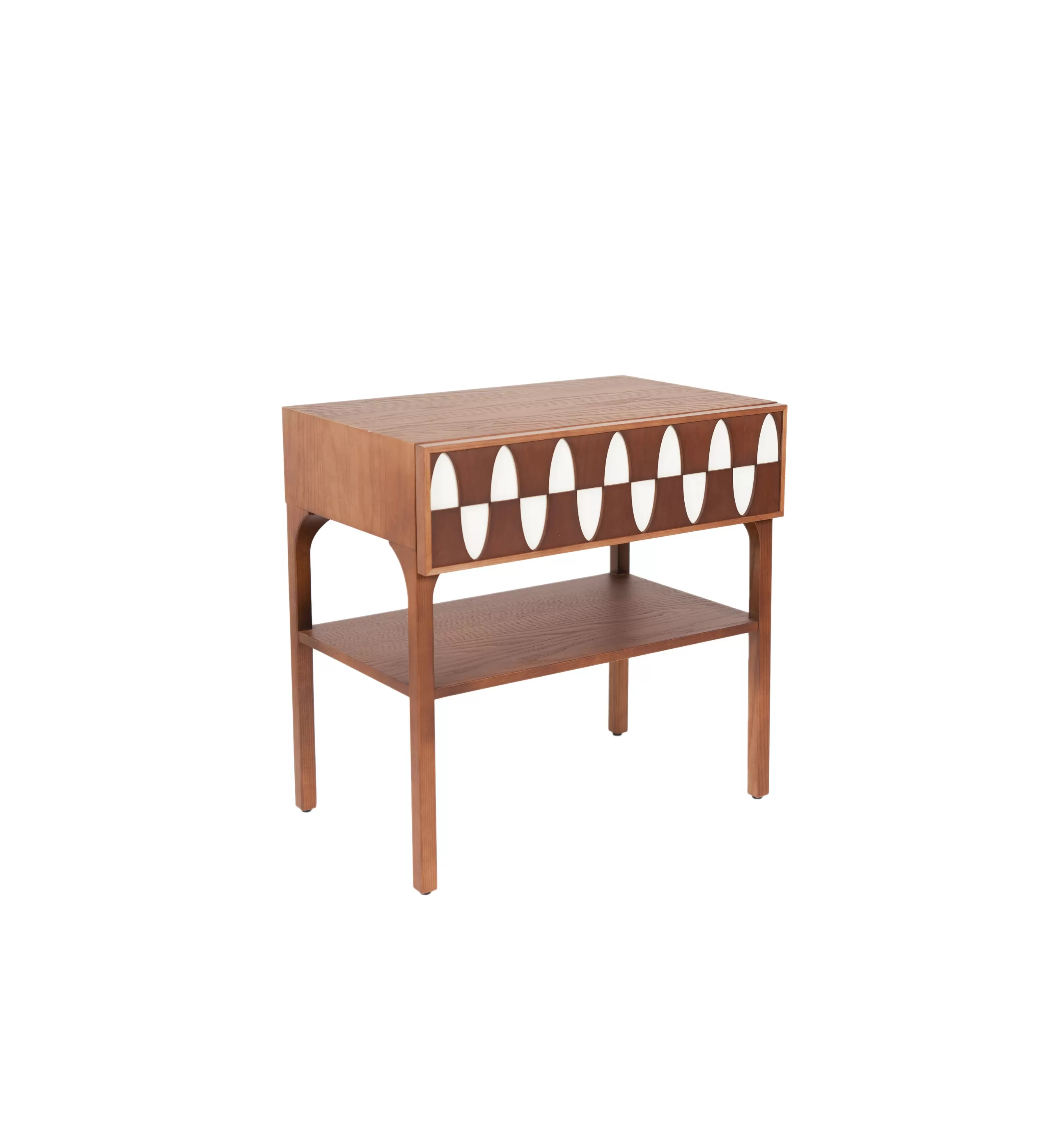 Tables De Chevet>Maison Sarah Lavoine Table De Chevet Ecailles Bois Naturel / 1 Tiroir - L 60 Cm - Ecru - Noyer