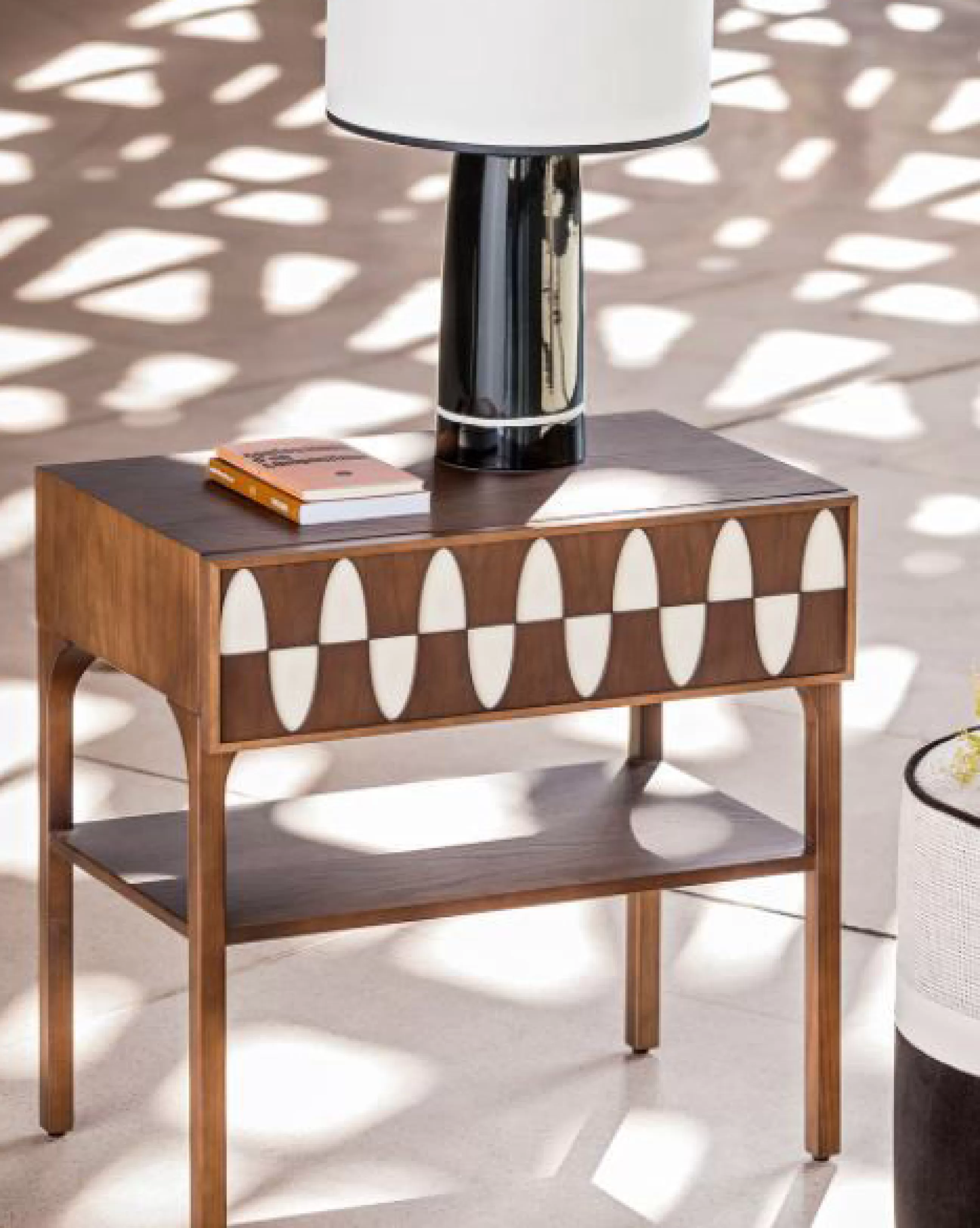 Tables De Chevet>Maison Sarah Lavoine Table De Chevet Ecailles Bois Naturel / 1 Tiroir - L 60 Cm - Ecru - Noyer