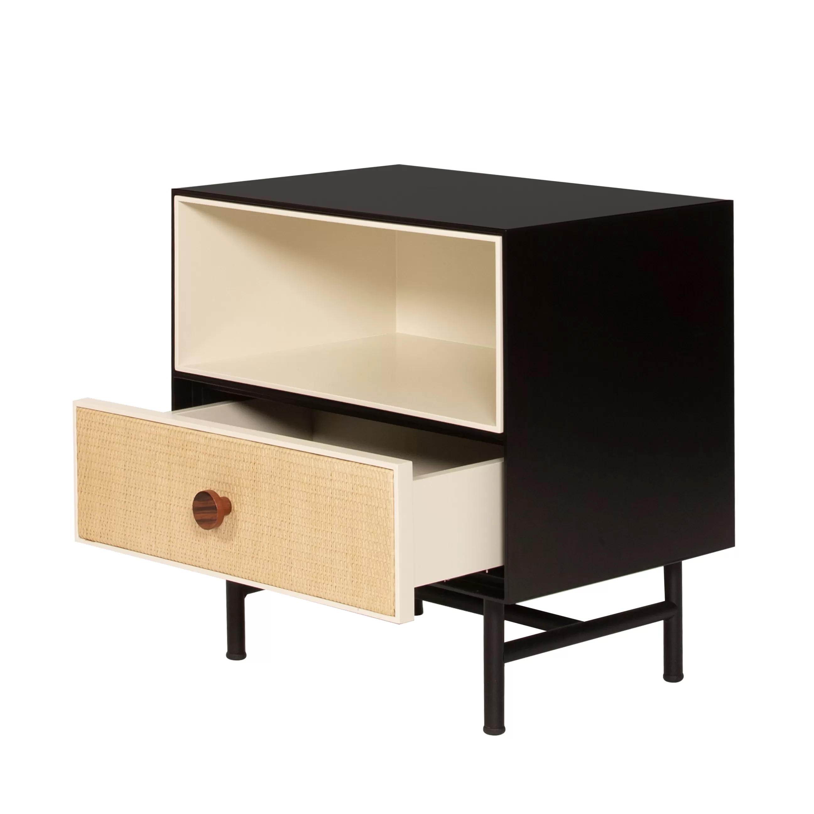 Tables De Chevet>Maison Sarah Lavoine Table De Chevet Essence Bois Noir / Rotin - Ivoire - Noir - Rotin Naturel