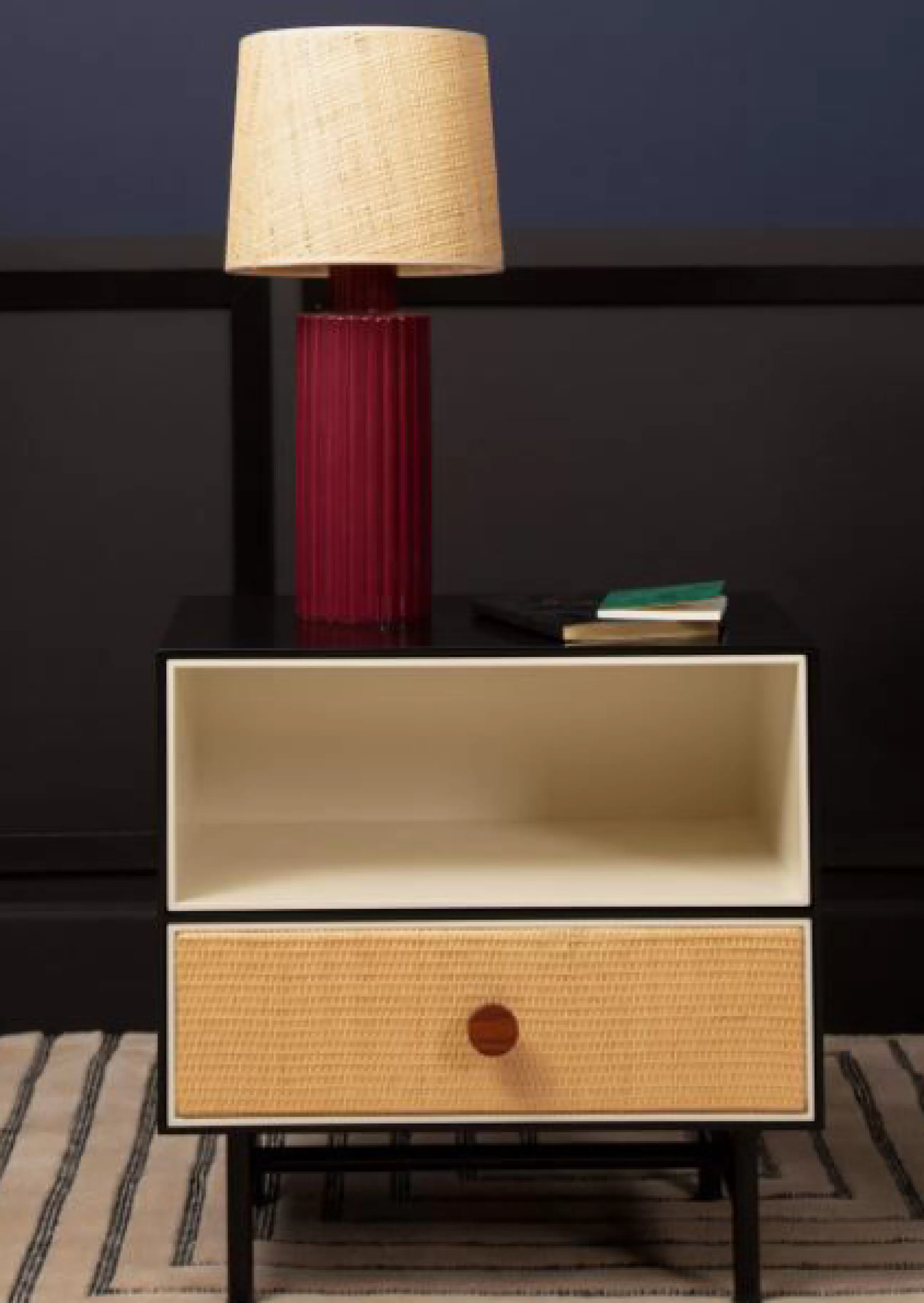 Tables De Chevet>Maison Sarah Lavoine Table De Chevet Essence Bois Noir / Rotin - Ivoire - Noir - Rotin Naturel