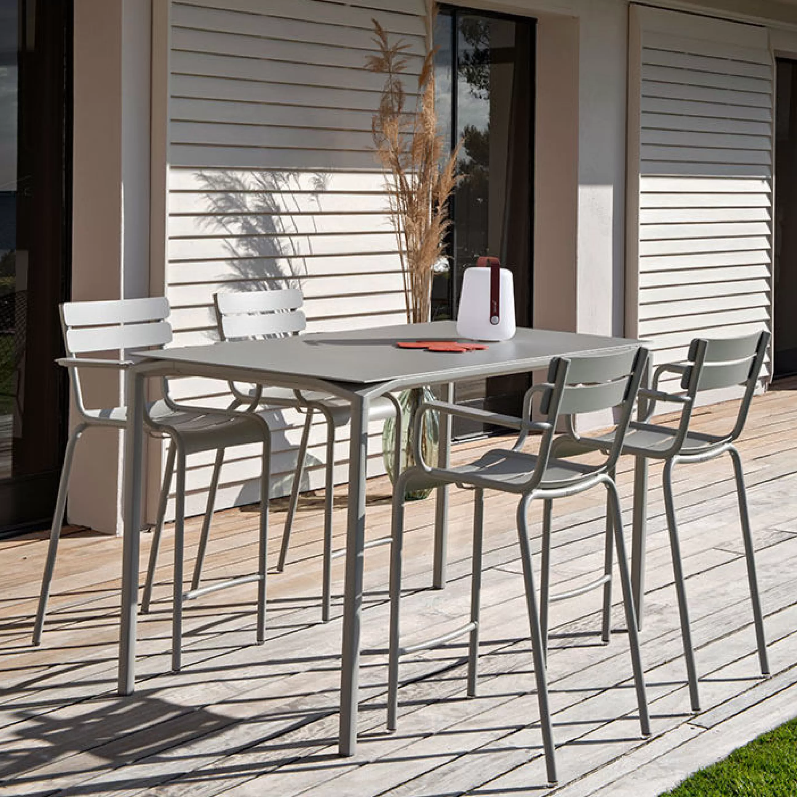 Tables Hautes Et Bars D'extérieur>Fermob Table Haute Calvi Metal Jaune / 160 X 80 Cm X H 92 Cm - 6 Personnes - Miel Texture