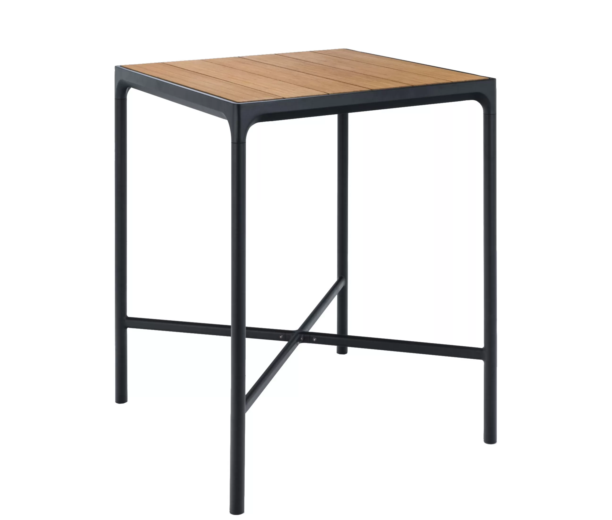 Tables Hautes Et Bars D'extérieur>Houe Table Haute Four Metal Noir Bois Naturel / L 90 X H 111 Cm - Bois Naturel - Noir