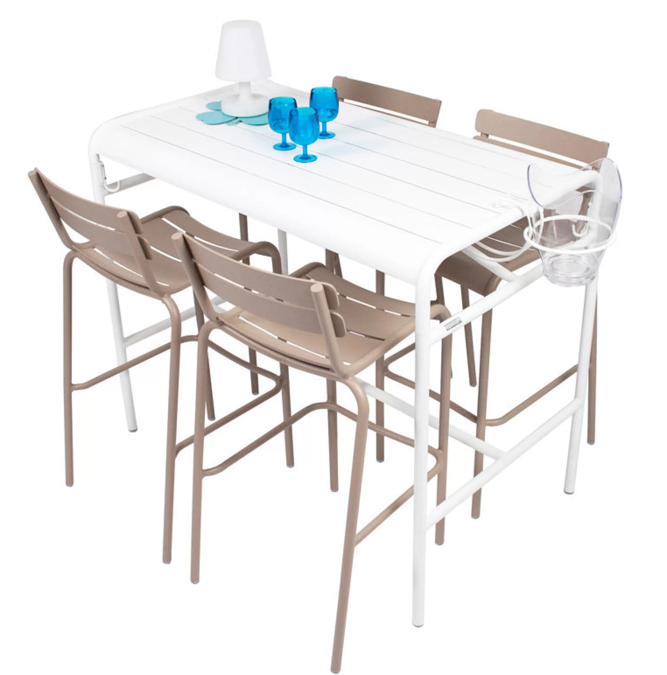 Tables Hautes Et Bars D'extérieur>Fermob Table Haute Luxembourg Metal Gris / 4 Personnes - 126 X 73 Cm - Aluminium - Gris Orage