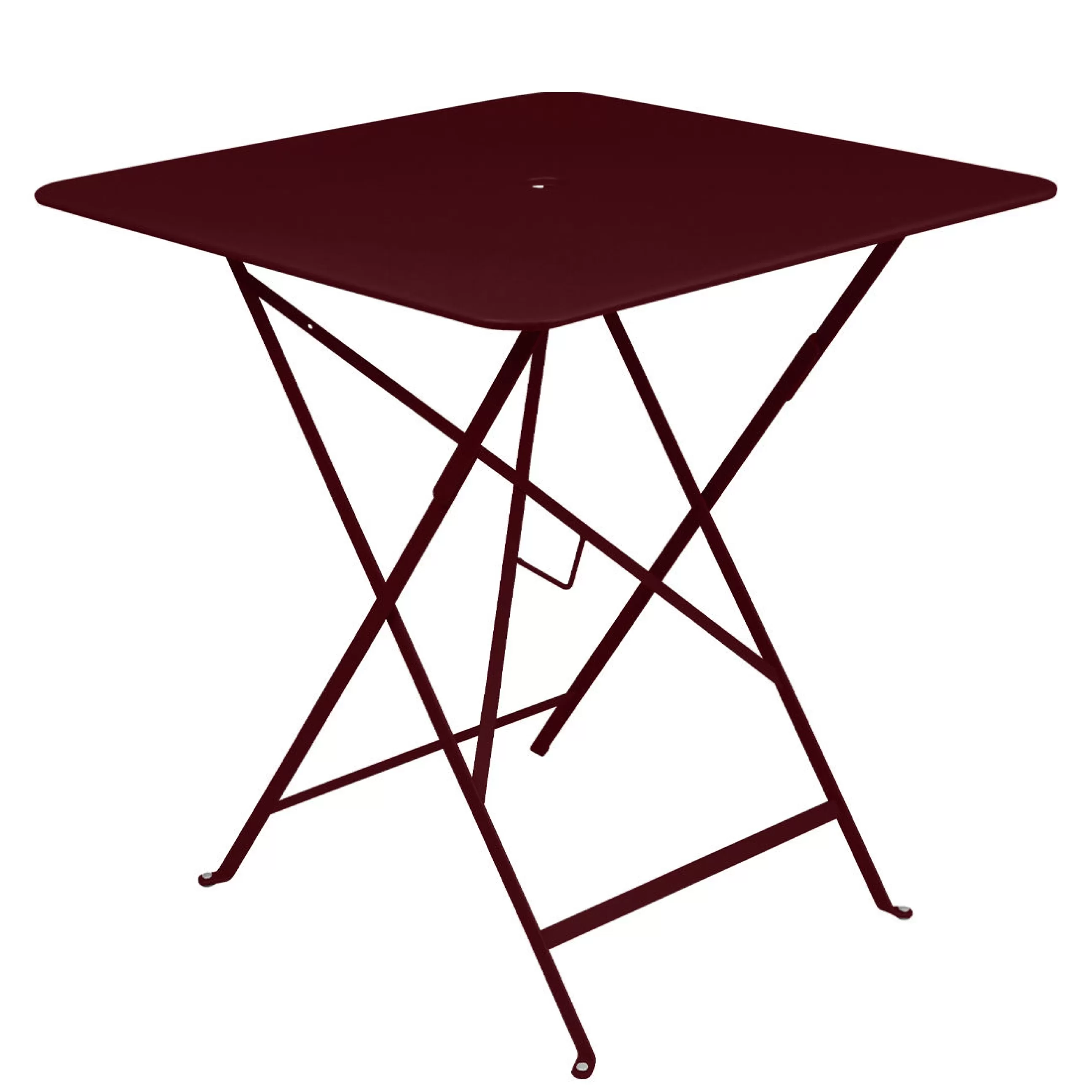 Tables>Fermob Table Pliante Bistro + Metal Rouge / 71 X 71 Cm - Trou Pour Parasol / Usage Intensif - Cerise Noire