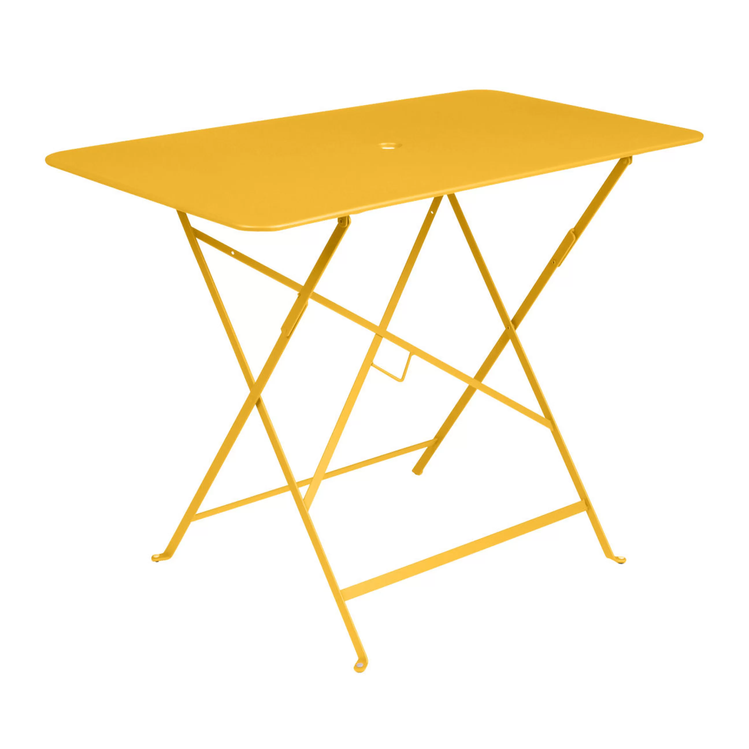 Tables>Fermob Table Pliante Bistro Metal Jaune / 97 X 57 Cm - 4 Personnes - Trou Parasol - Miel Texture