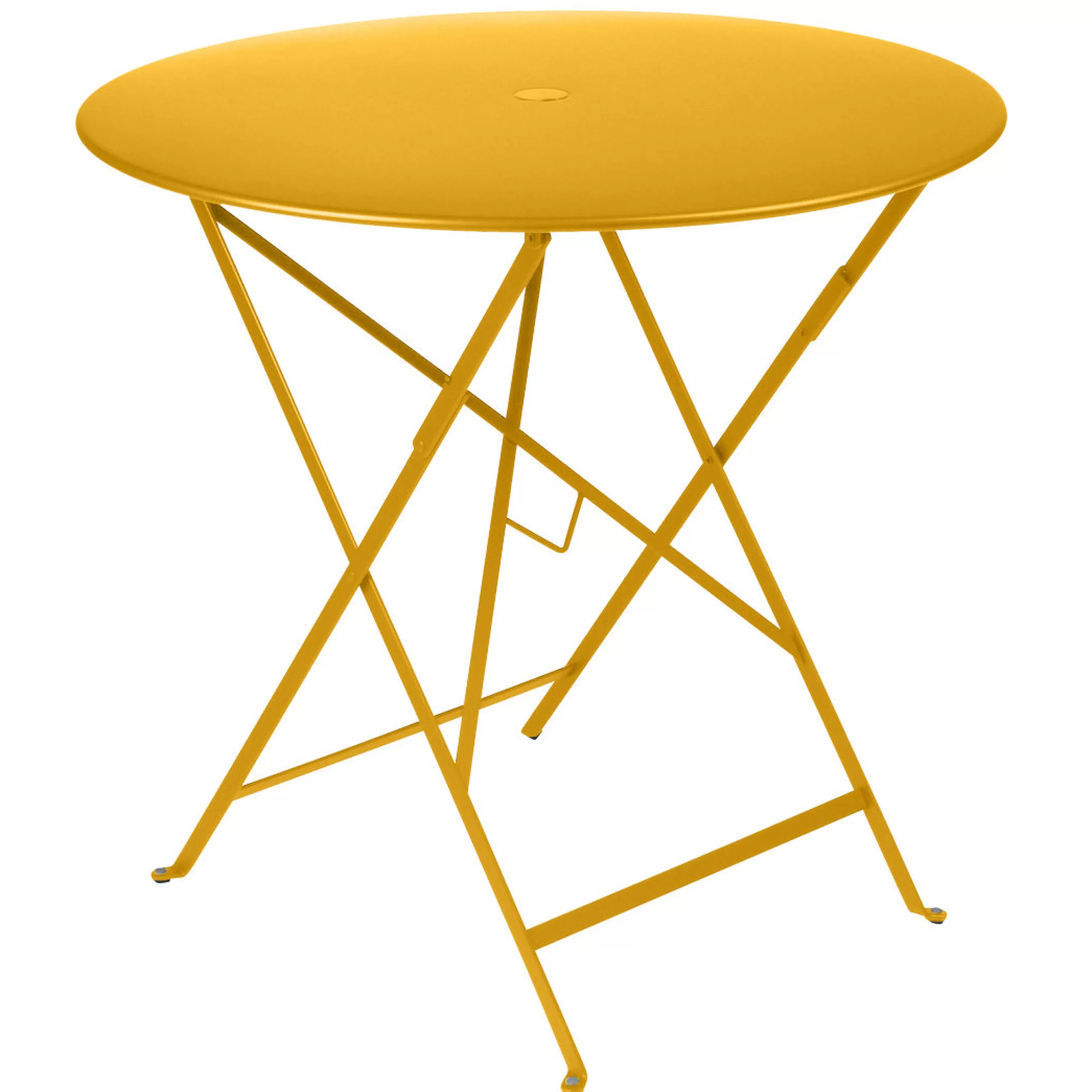 Tables>Fermob Table Pliante Bistro Metal Jaune /O 77 Cm - 3/4 Personnes - Trou Pour Parasol - Miel Texture
