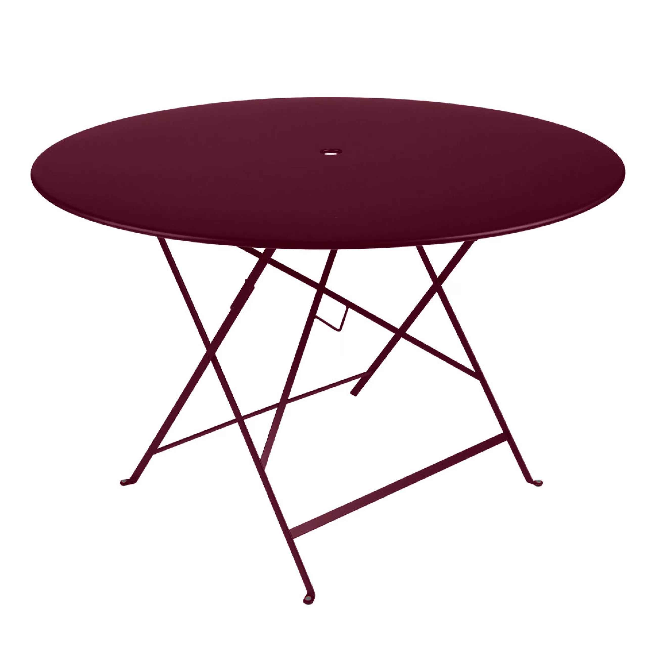 Tables>Fermob Table Pliante Bistro Metal Rouge / O 117 Cm - 6/8 Personnes - Trou Parasol - Cerise Noire