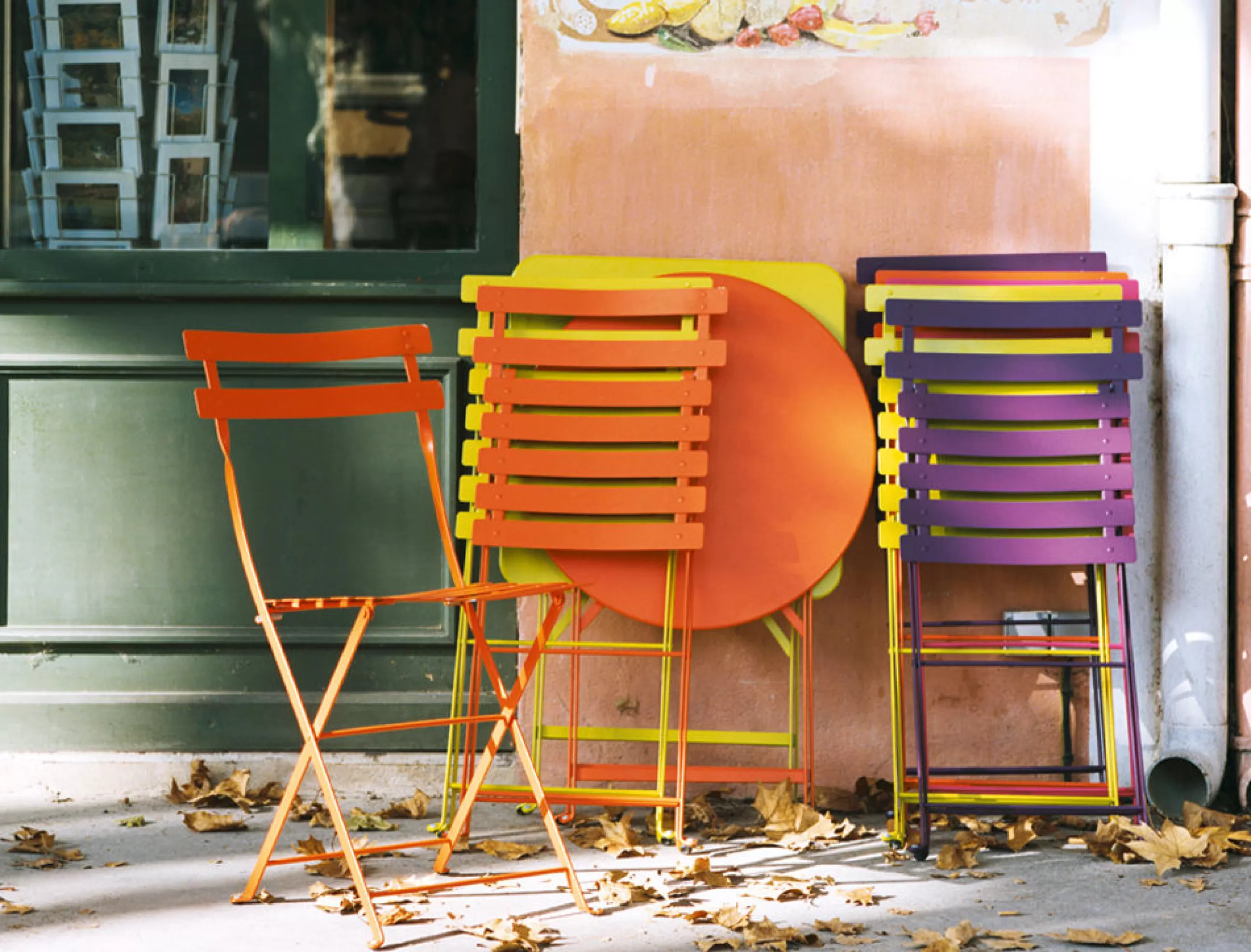 Tables>Fermob Table Pliante Bistro Metal Vert / O 77Cm - Trou Pour Parasol - Cedre