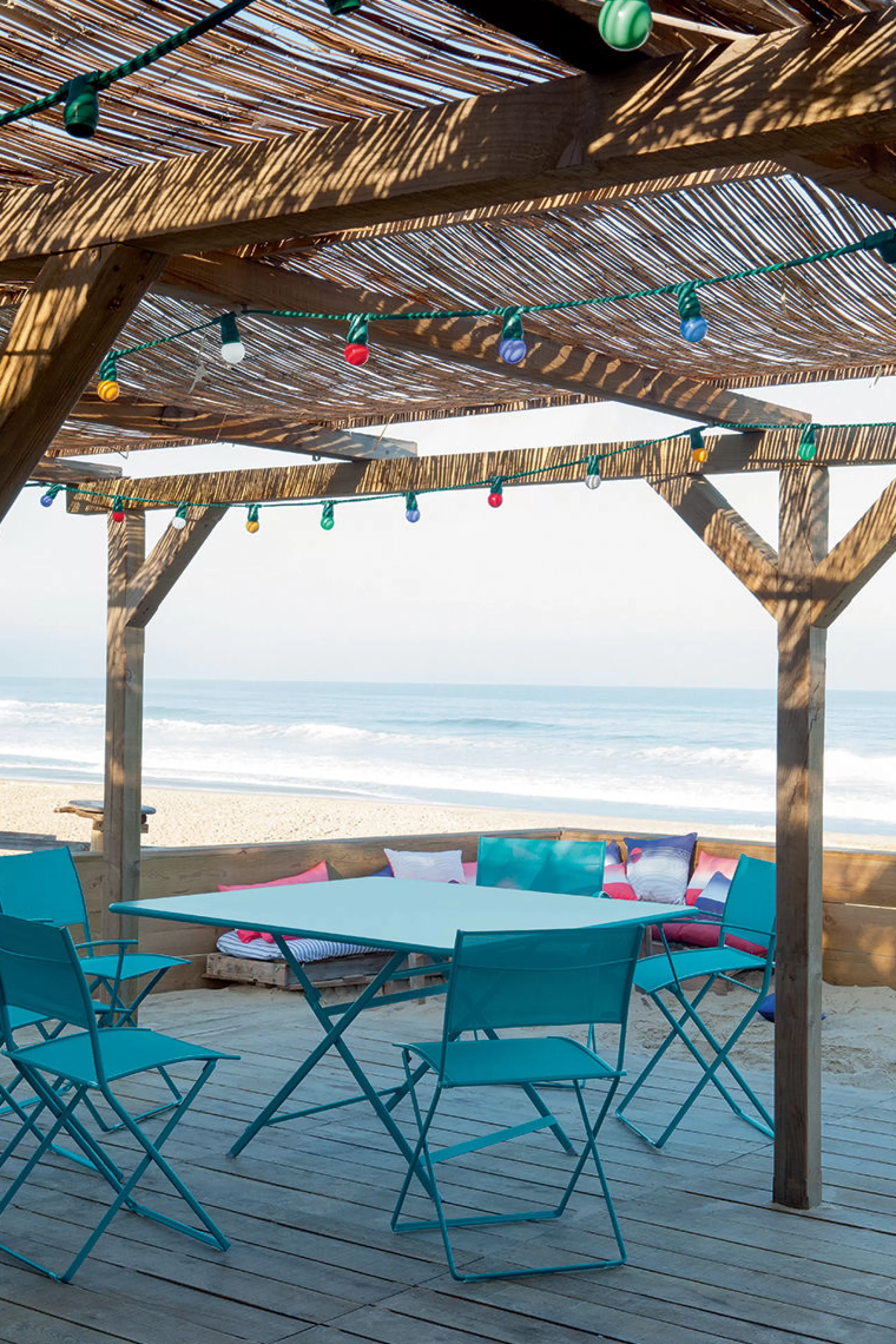 Tables De Jardin>Fermob Table Pliante Caractere Metal Bleu / 128 X 128 Cm - Bleu Acapulco