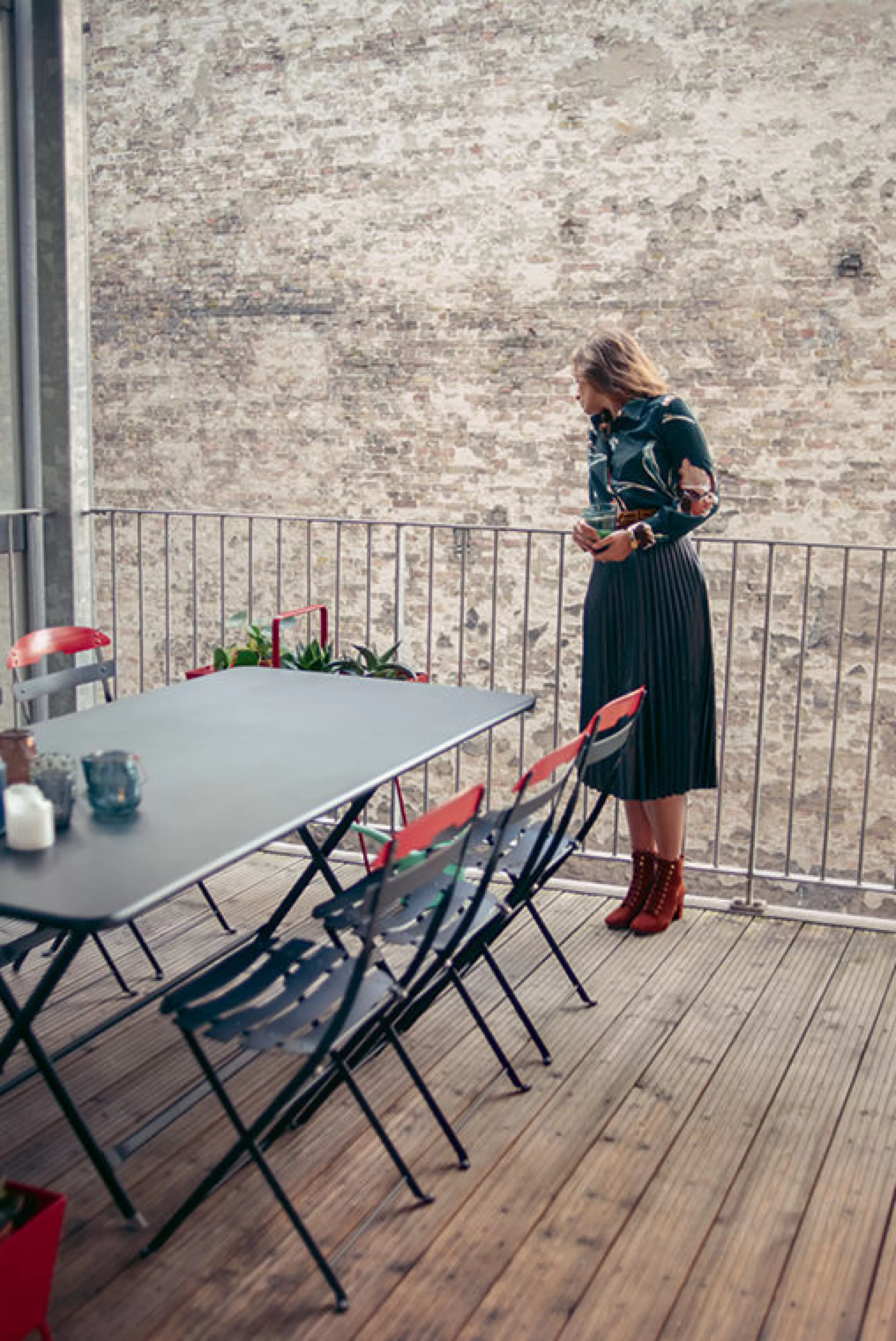 Tables>Fermob Table Pliante Caractere Metal Rouge Orange / 90 X 190 Cm - 8 A 10 Personnes - Capucine