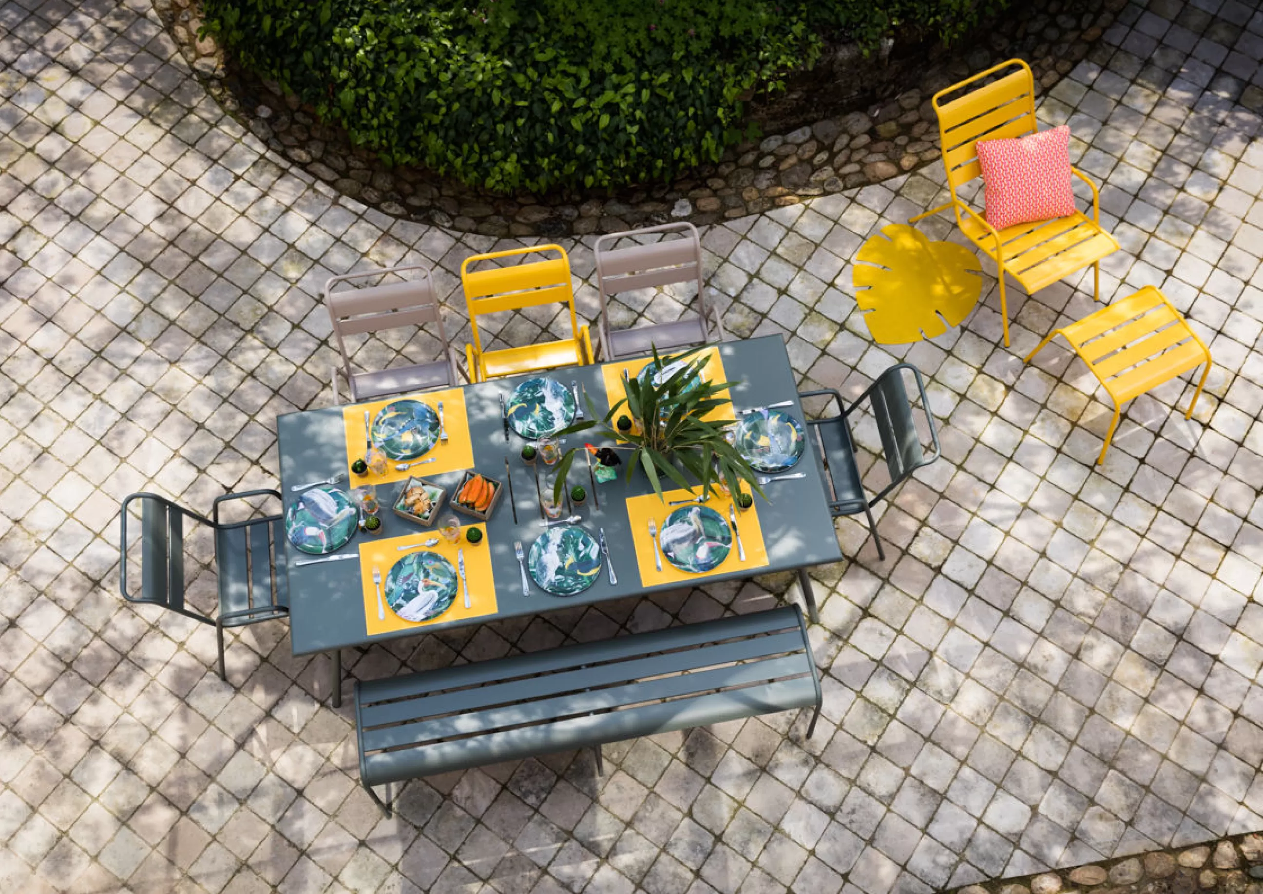 Tables>Fermob Table Rectangulaire Monceau Metal Bleu / 194 X 94 Cm - 8 Personnes - Bleu Acapulco