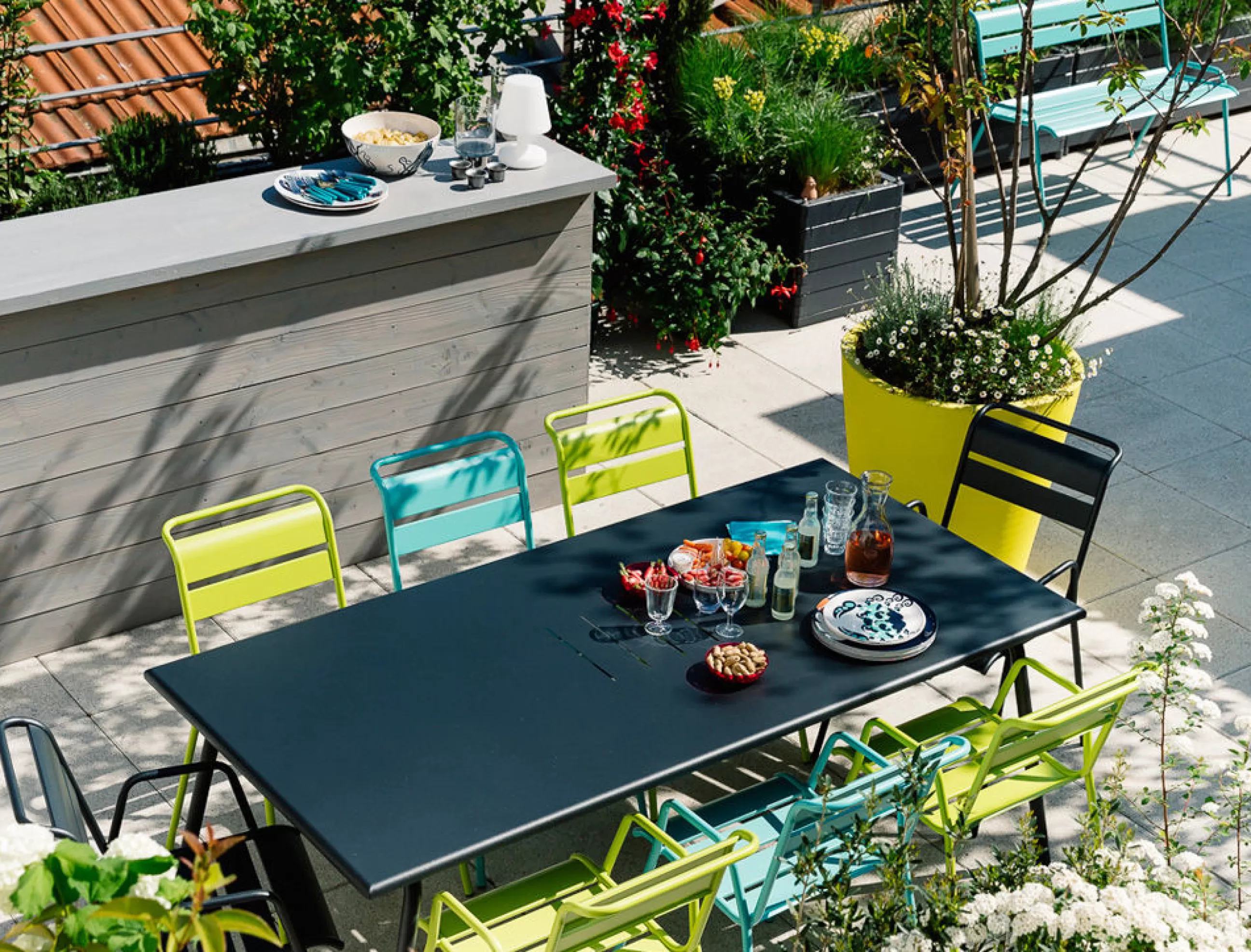 Tables>Fermob Table Rectangulaire Monceau Metal Gris / 194 X 94 Cm - 8 Personnes - Carbone