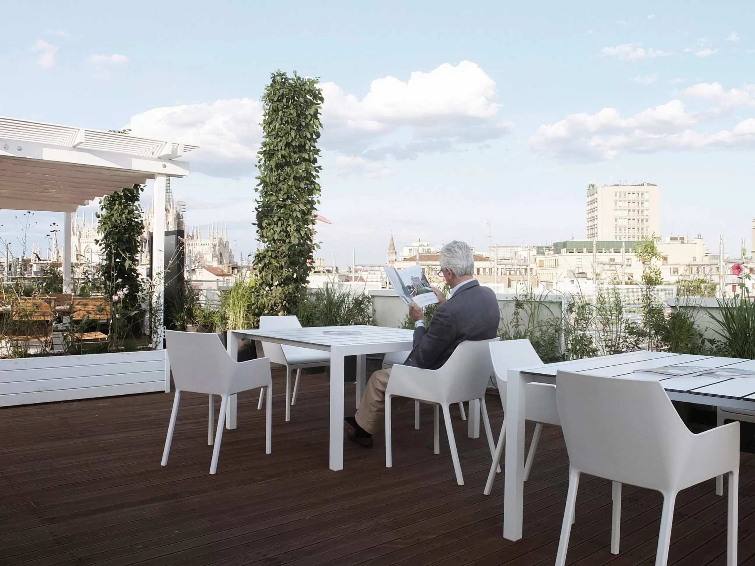 Tables De Jardin>Kristalia Table Rectangulaire Sushi Outdoor Metal Plastique Bois / Lattes Fenix - L 180 Cm - Blanc