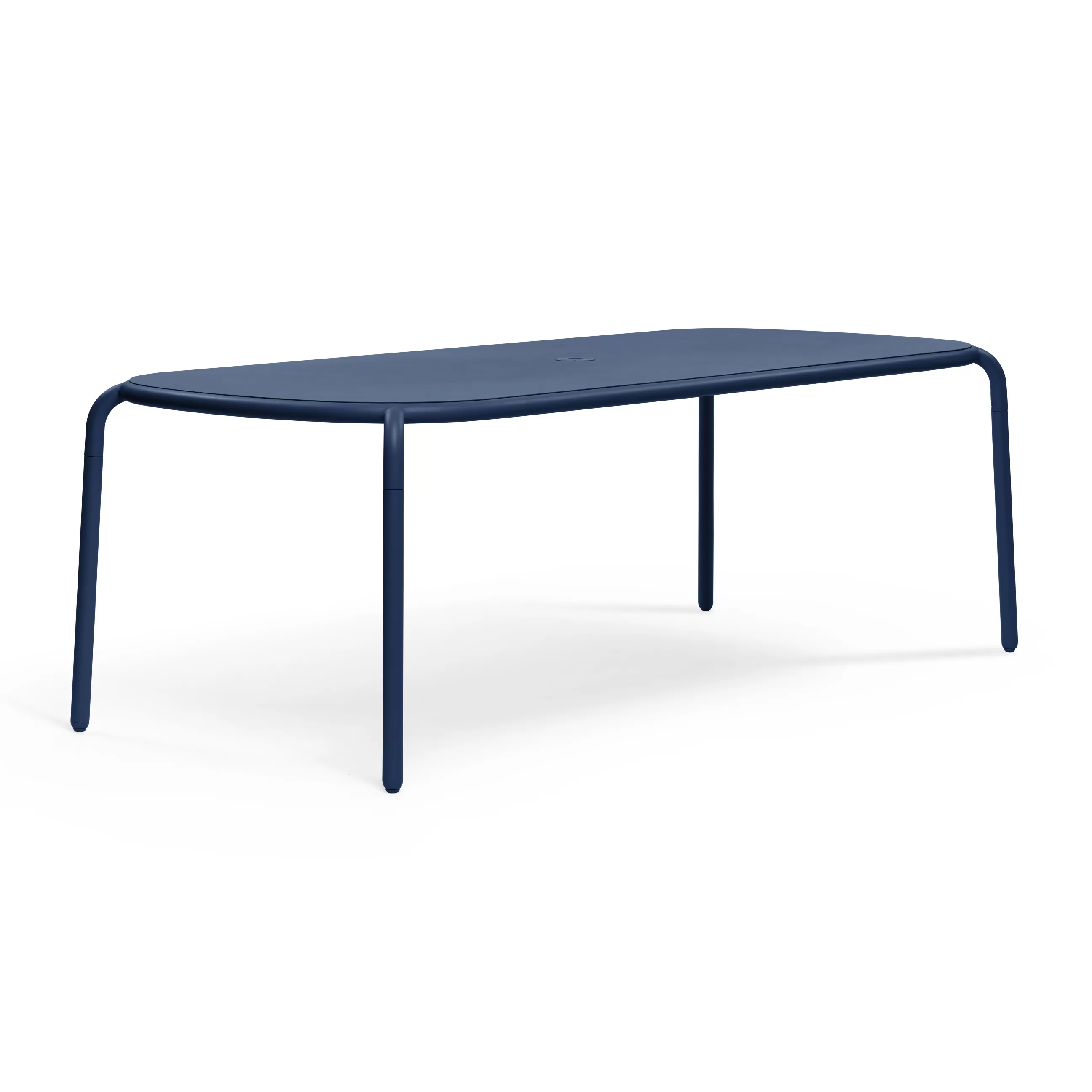 Tables De Jardin>Fatboy Table Rectangulaire Toni Tablo Metal Bleu / 220 X 99 Cm - Trou Pour Parasol + Bougeoir Amovible - Ocean Fonce