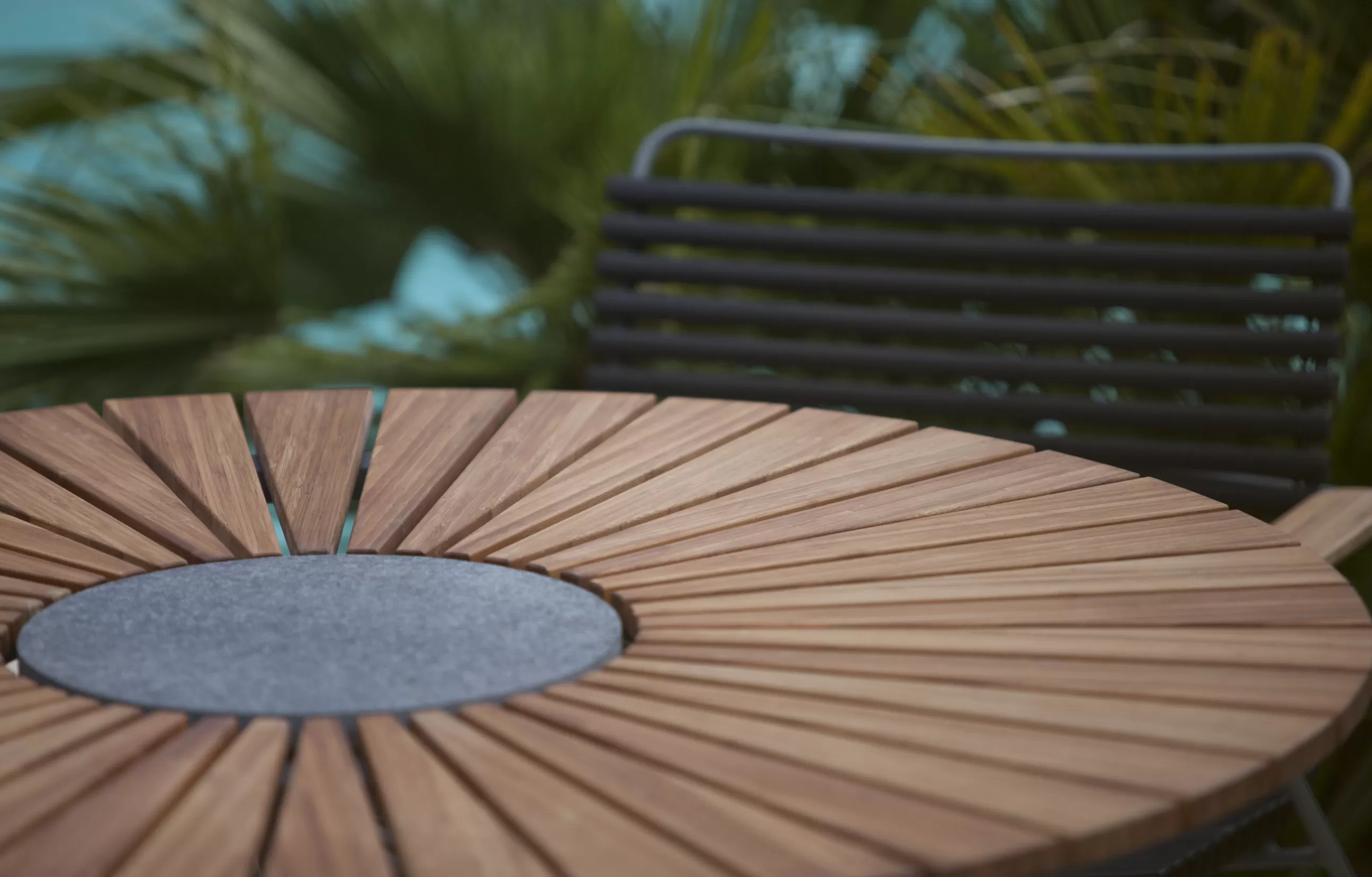 Tables De Jardin>Houe Table Ronde Circle Bois Naturel /  O 150 Cm - Bambou & Granit - Bambou - Gris