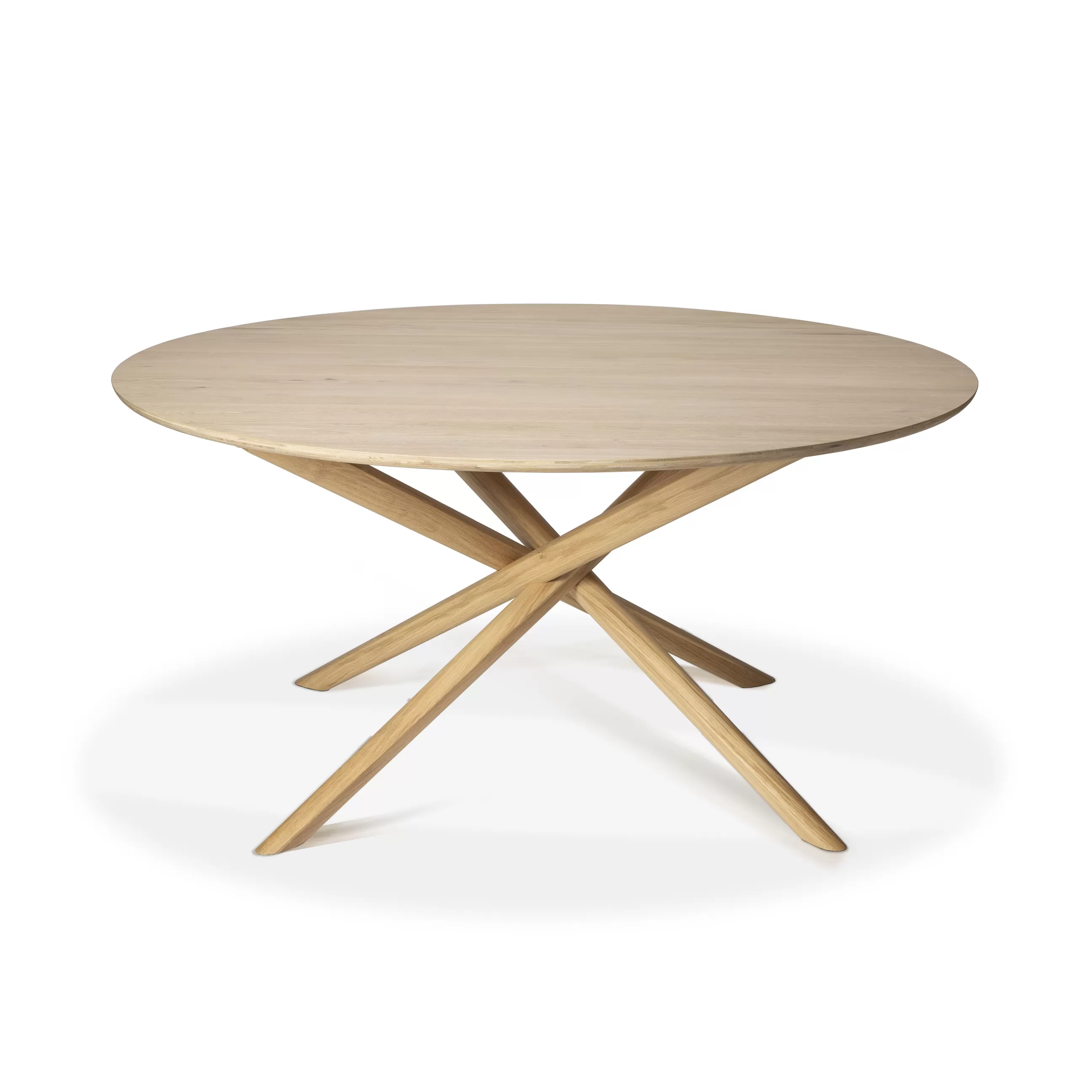 Tables>Ethnicraft Table Ronde Mikado Bois Naturel / Massif - O 150 Cm - Chene Naturel