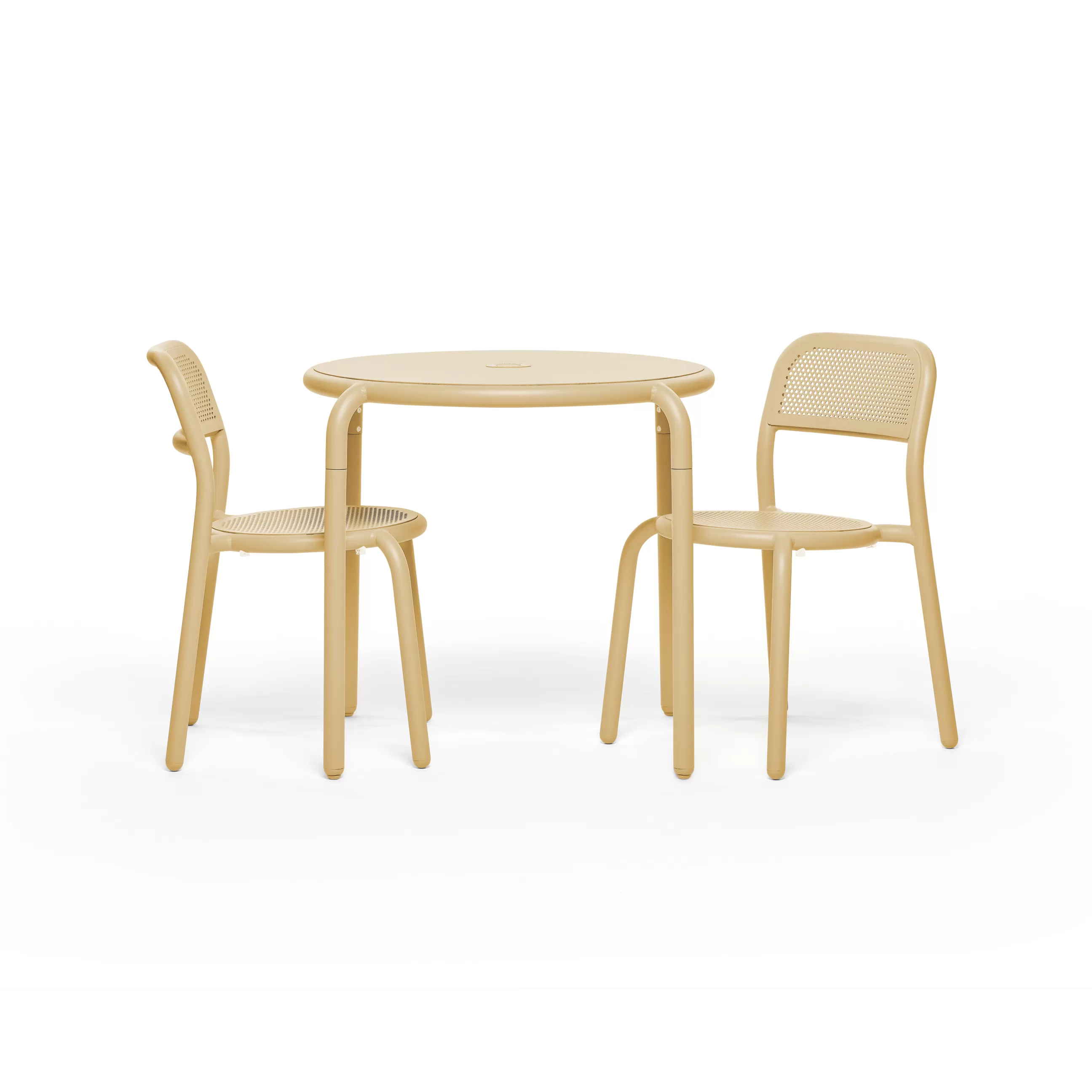 Tables>Fatboy Table Ronde Toni Bistreau Metal Beige / O 80 Cm - Trou Pour Parasol + Bougeoir Amovible - Beige Sable