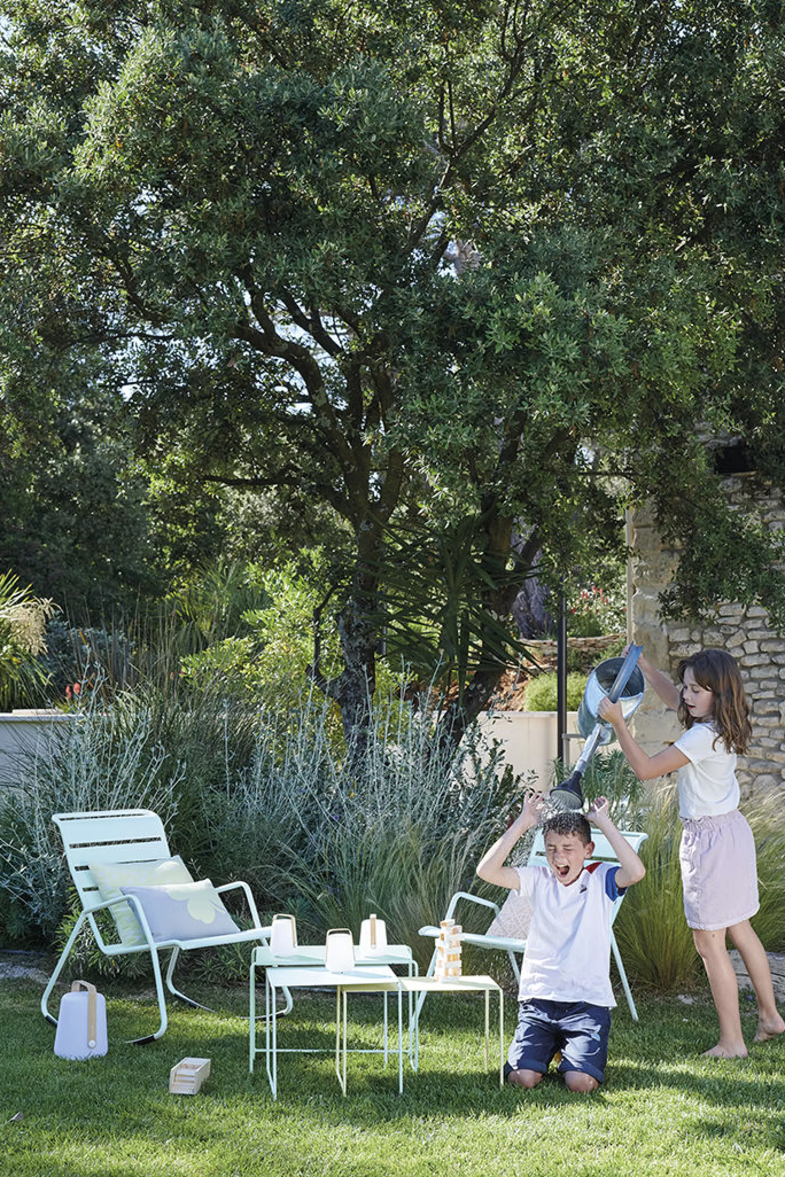 Tables Basses De Jardin>Fermob Tables Gigognes Oulala Metal Multicolore / Set De 3 - 55 X 30 X H 40 Cm - Citron Givre - Menthe Glaciale - Vert Opaline