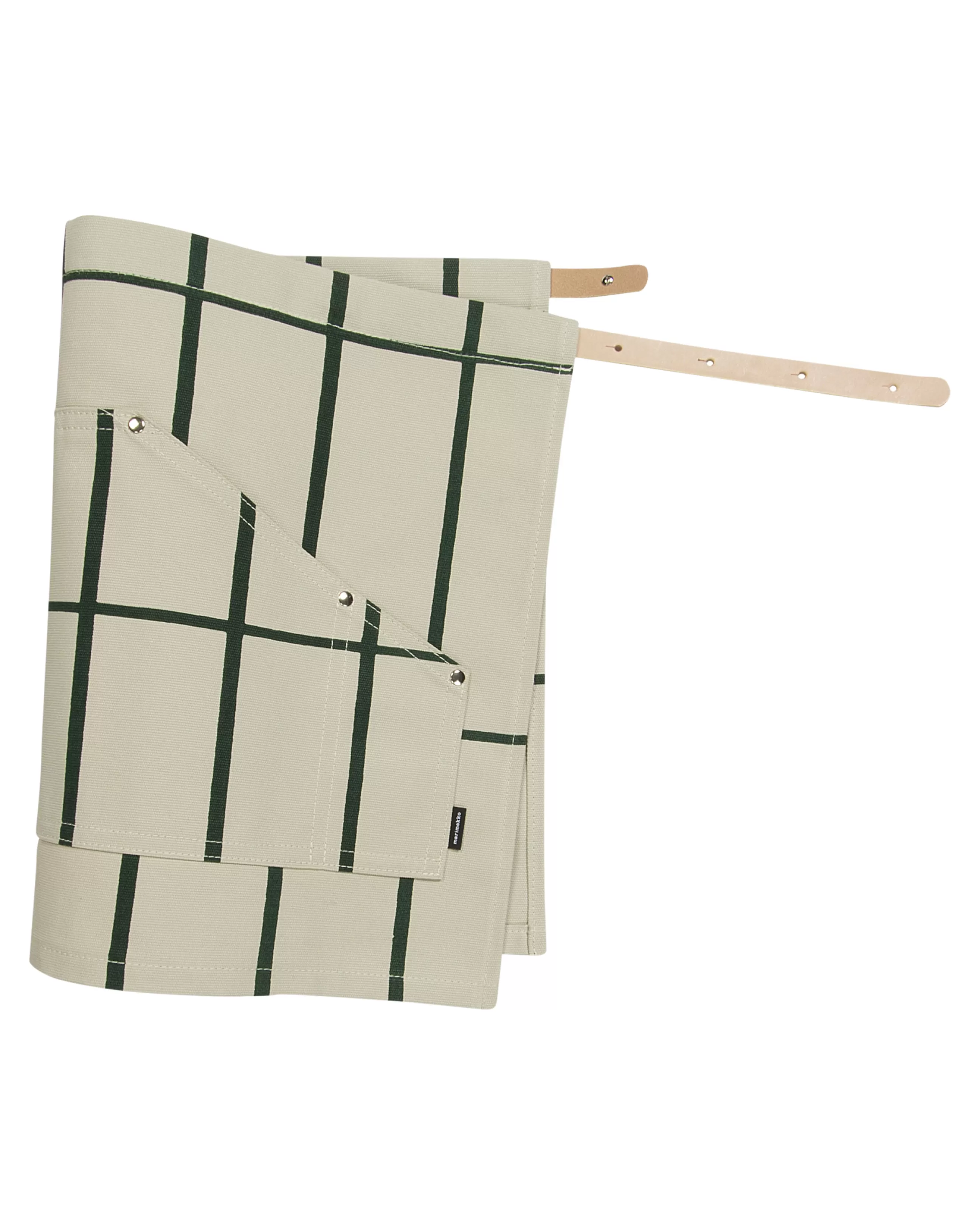 Pots Et Plantes>Marimekko Tablier De Jardinage Tiiliskivi Tissu Beige / Coton & Cuir - Beige - Cuir Naturel - Vert Fonce