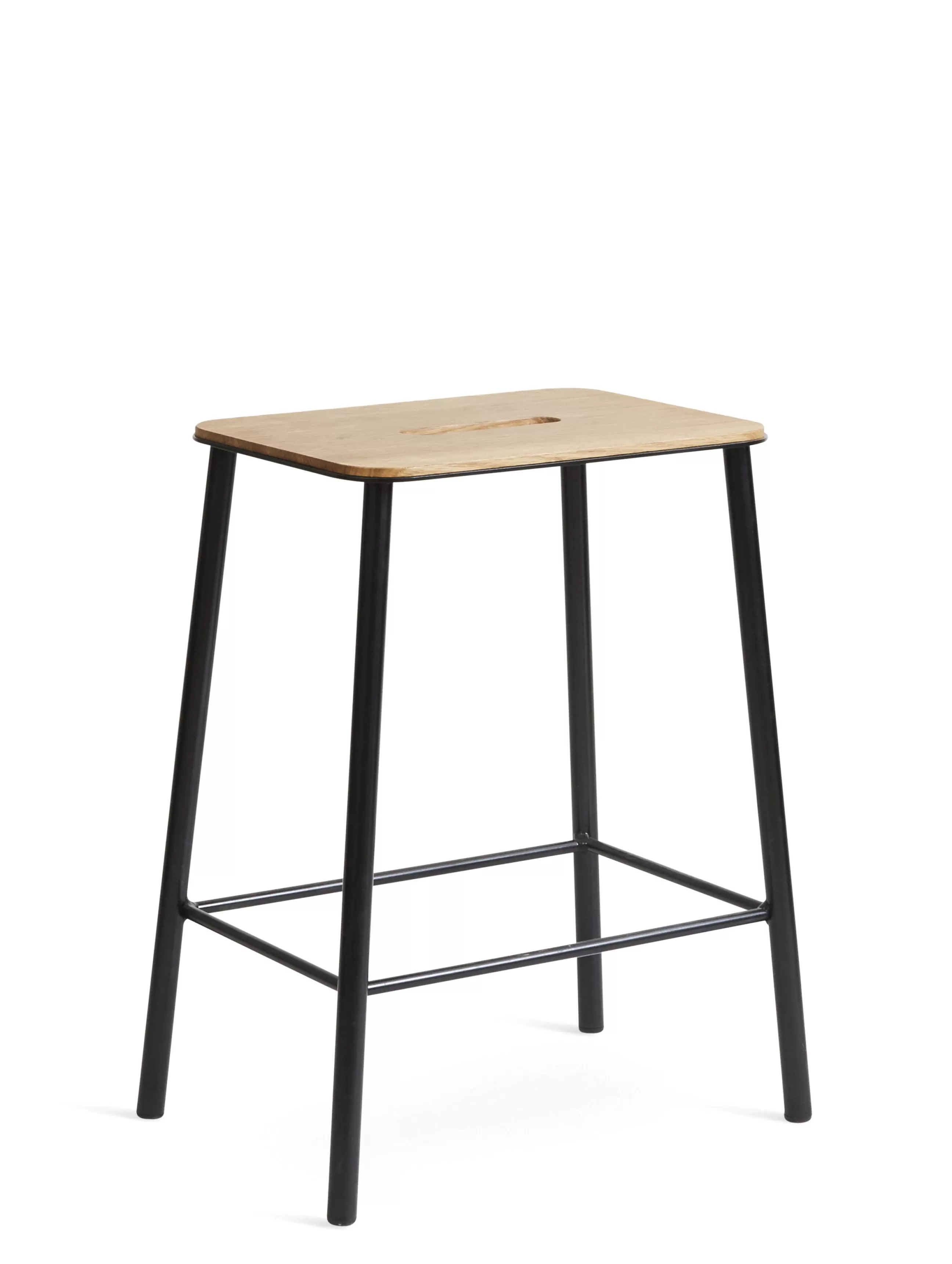 Tabourets Bas>Frama Tabouret Adam Metal Noir Bois Naturel / H 50 Cm - Indoor - Chene Naturel - Noir Mat