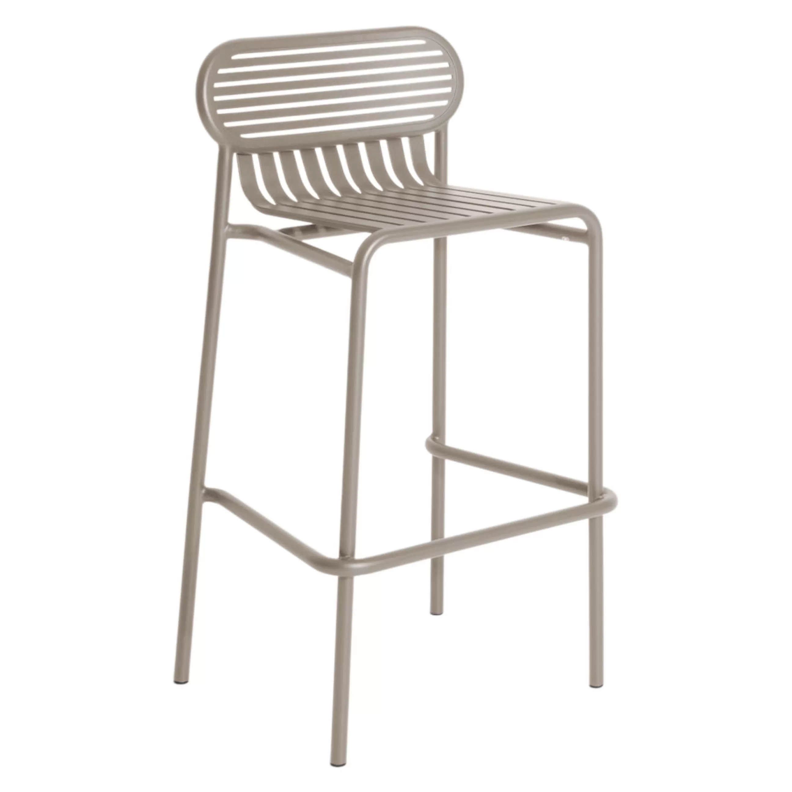 Tabourets De Bar D'extérieur>Petite Friture Tabouret De Bar Empilable Week-End Metal Beige / Aluminium - H 80 Cm - Dune