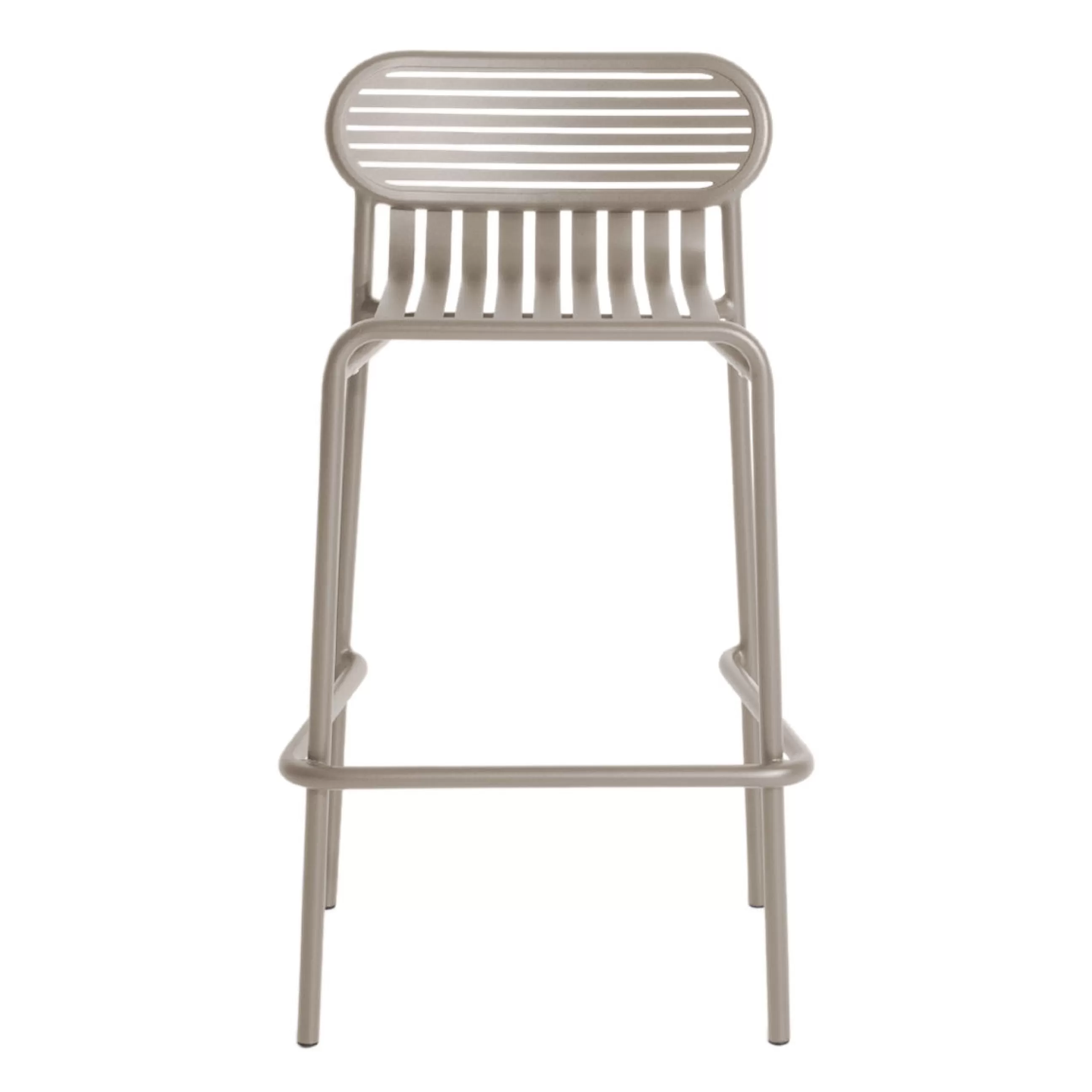 Tabourets De Bar D'extérieur>Petite Friture Tabouret De Bar Empilable Week-End Metal Beige / Aluminium - H 80 Cm - Dune