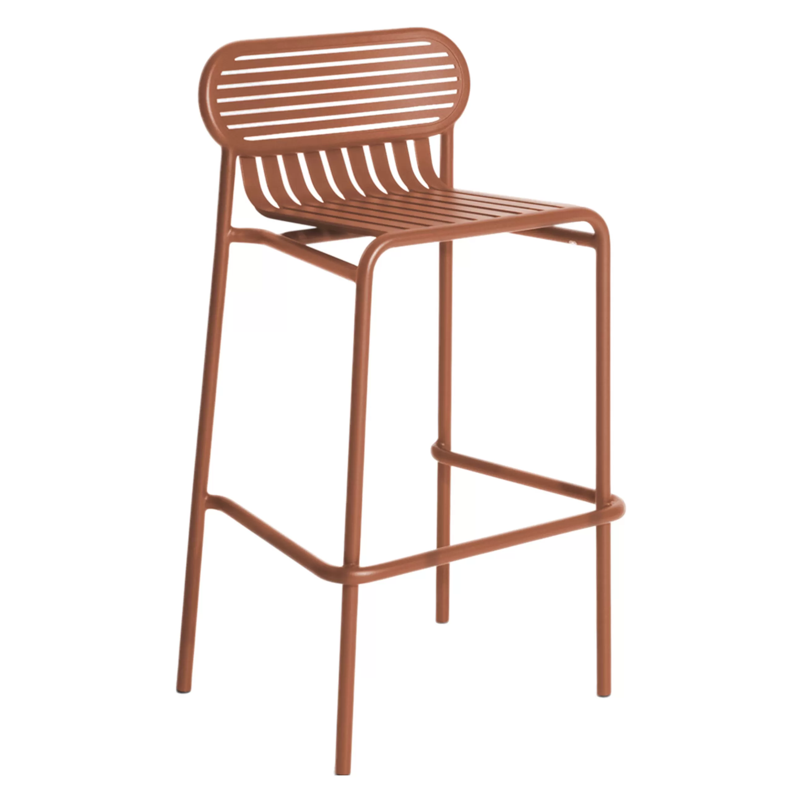 Tabourets De Bar D'extérieur>Petite Friture Tabouret De Bar Empilable Week-End Metal Marron / Aluminium - H 80 Cm - Terracotta