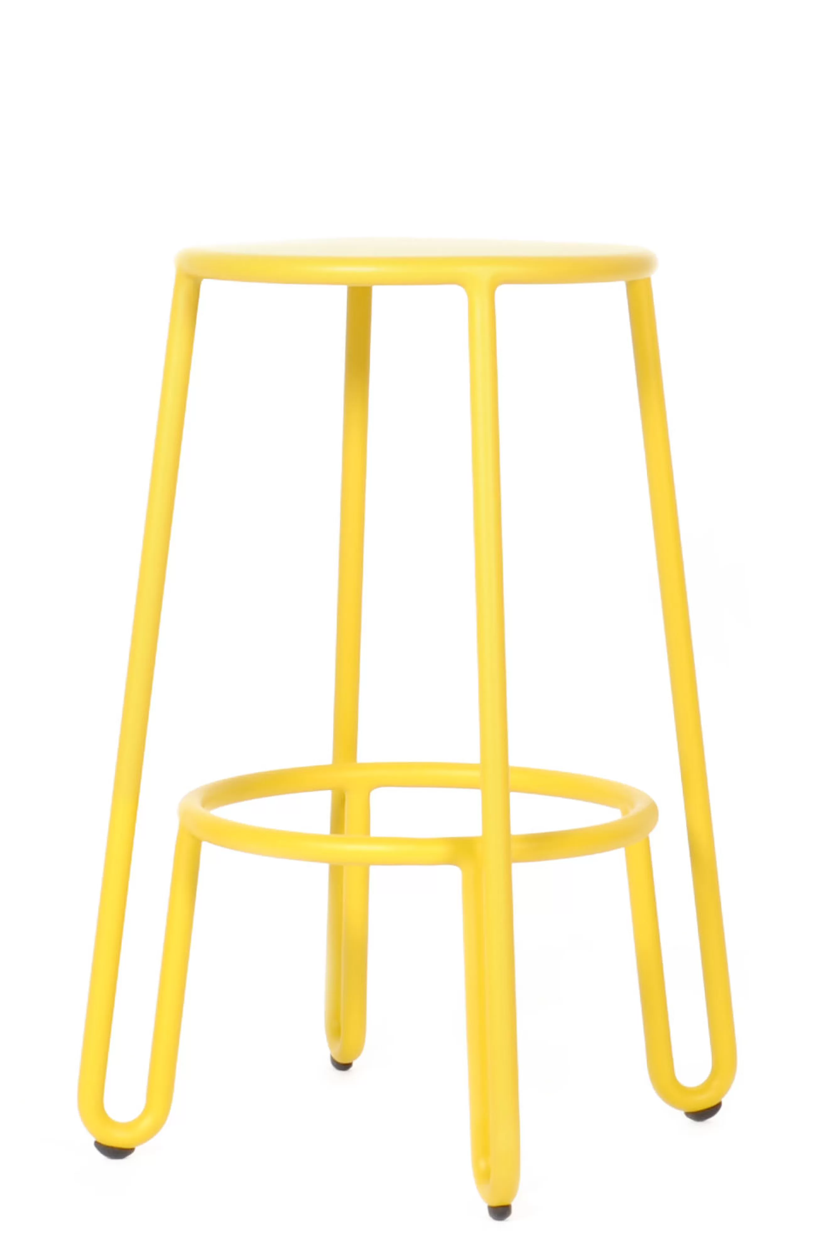Tabourets De Bar D'extérieur>Maiori Tabouret De Bar Huggy Metal Jaune / H 65 Cm - Aluminium - Moutarde